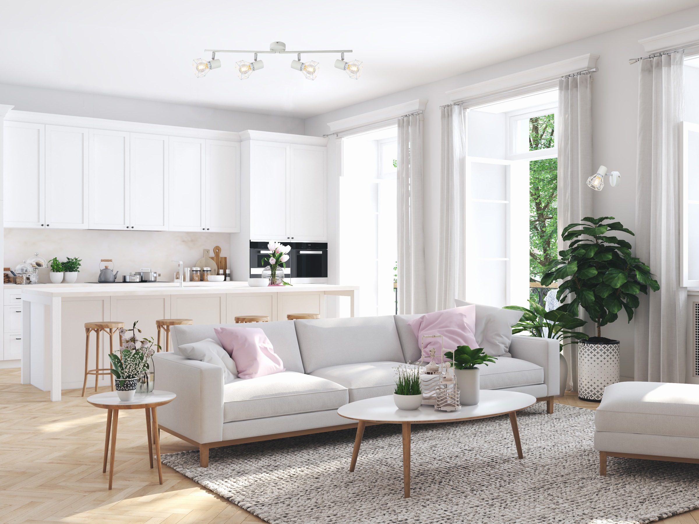 FISCHER & HONSEL Deckenstrahler »Ran«, für Leuchtmittel 4 x E14 | Spots dreh- und schwenkbar