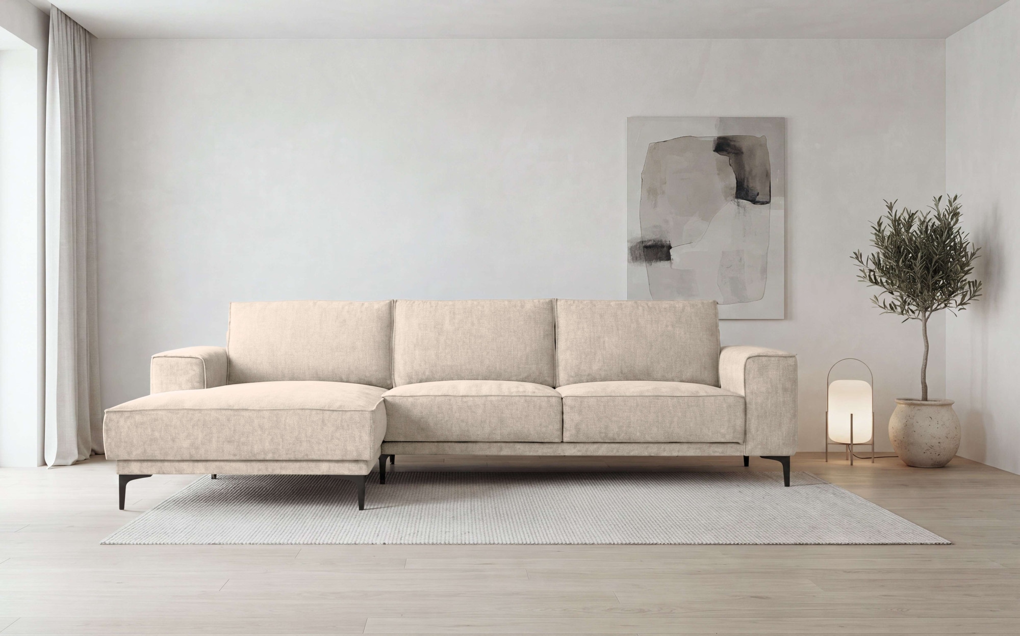 OTTO home Ecksofa »Polsterecke, Sofa, Oland mit modernem Chenille-Bezug« L-Form, 280 cm, Wellenunterfederung, Skandi-Design, Metallfüße