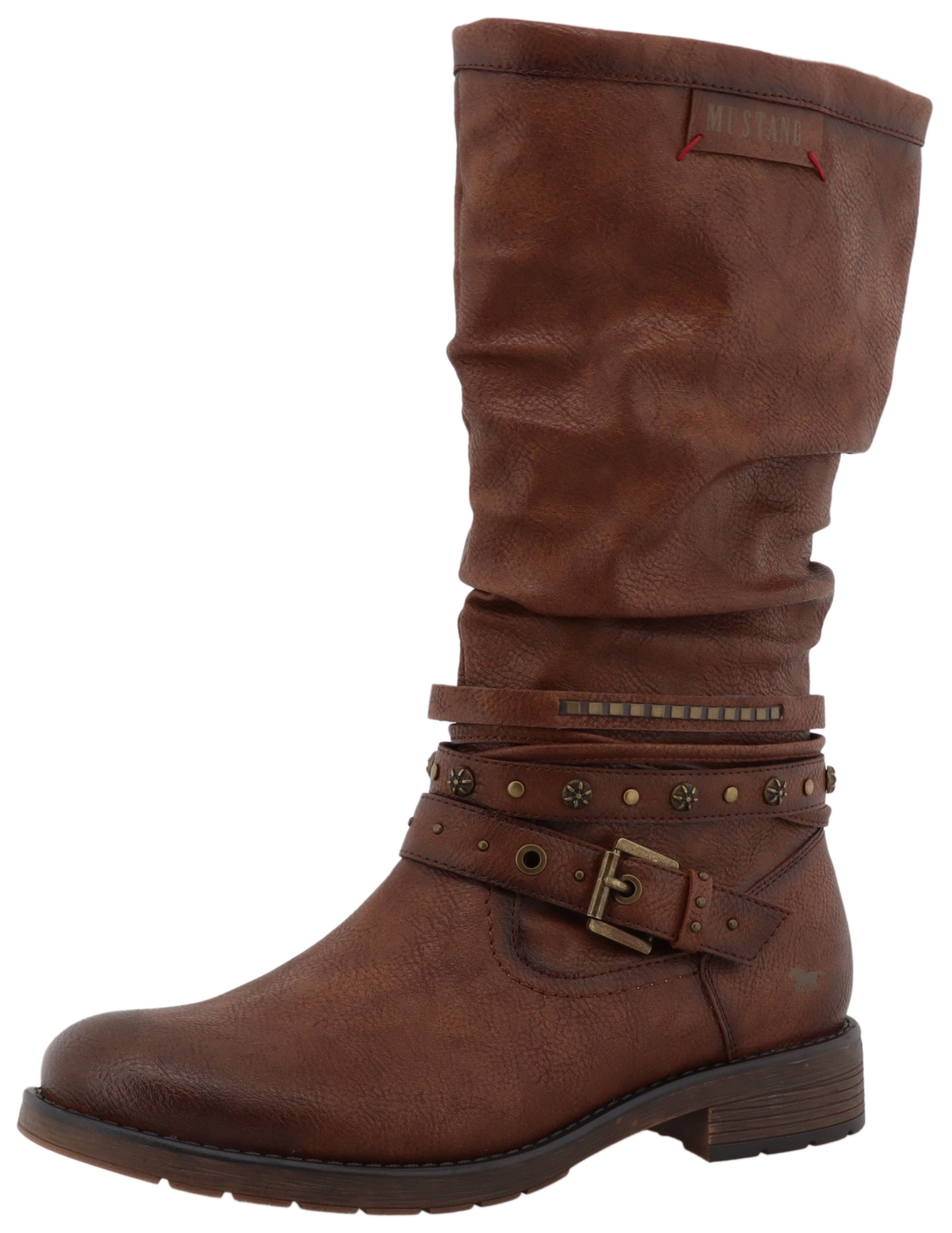 Mustang Shoes Winterstiefel "Elfi" Stiefel mit Zierriemchen und Blockabsatz günstig online kaufen