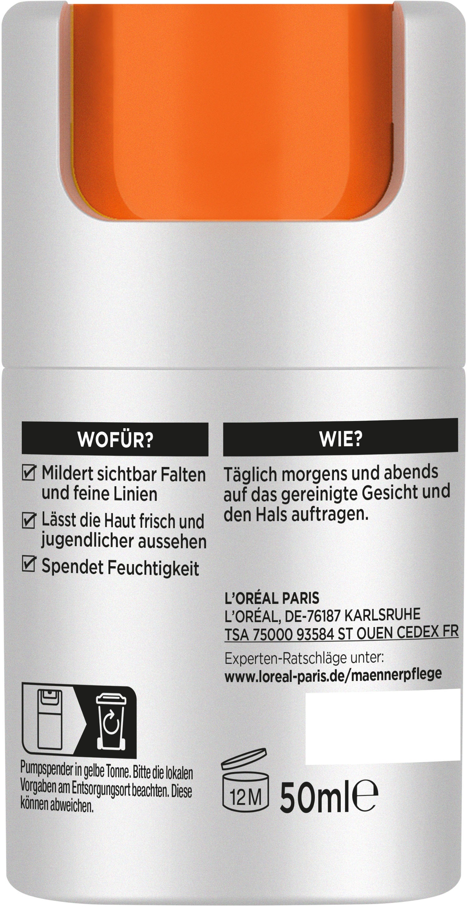 L'ORÉAL PARIS MEN EXPERT Feuchtigkeitscreme »Anti-Falten Feuchtigkeitspflege«, mit Vitamin E