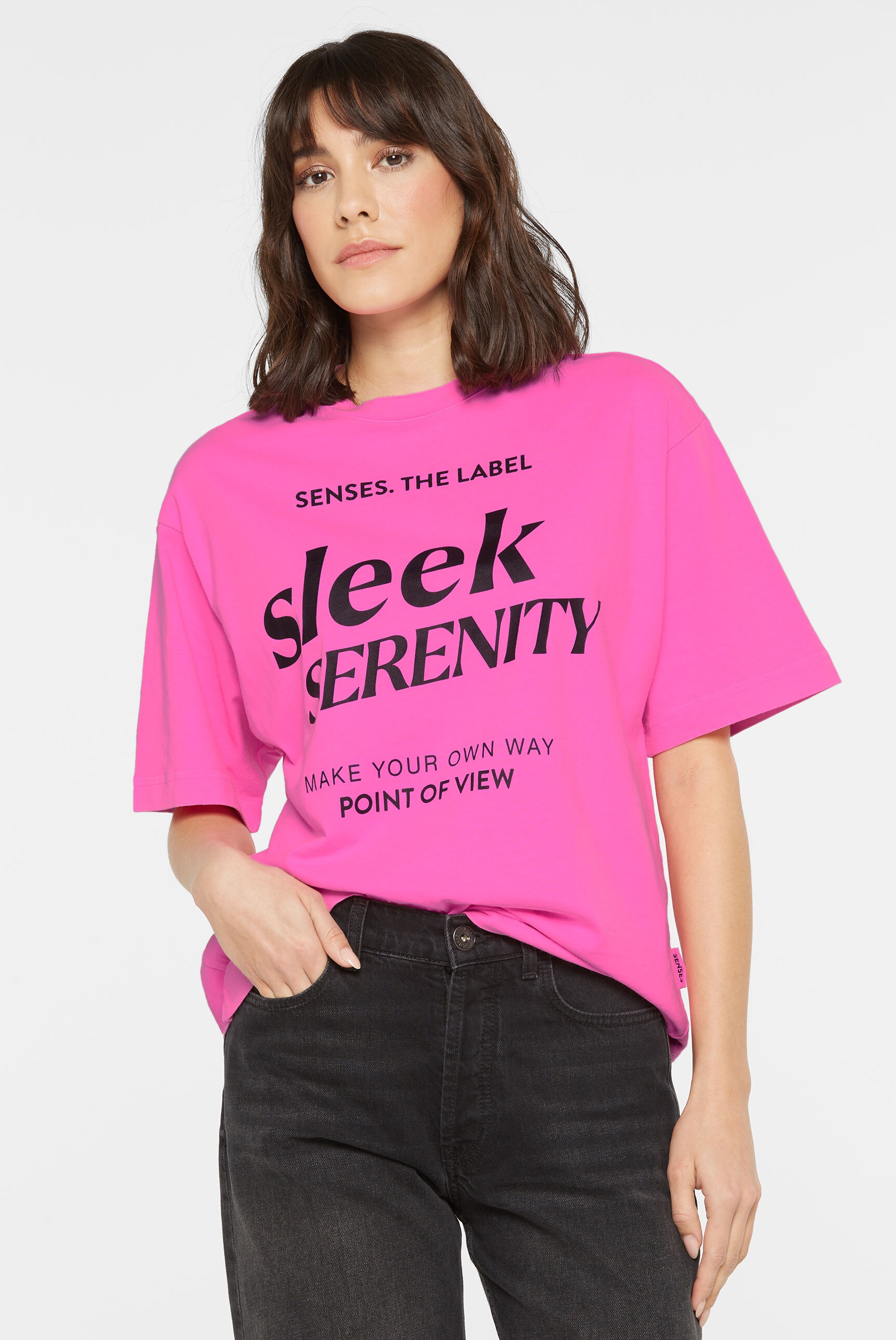 SENSES.THE LABEL Rundhalsshirt aus Baumwolle günstig online kaufen