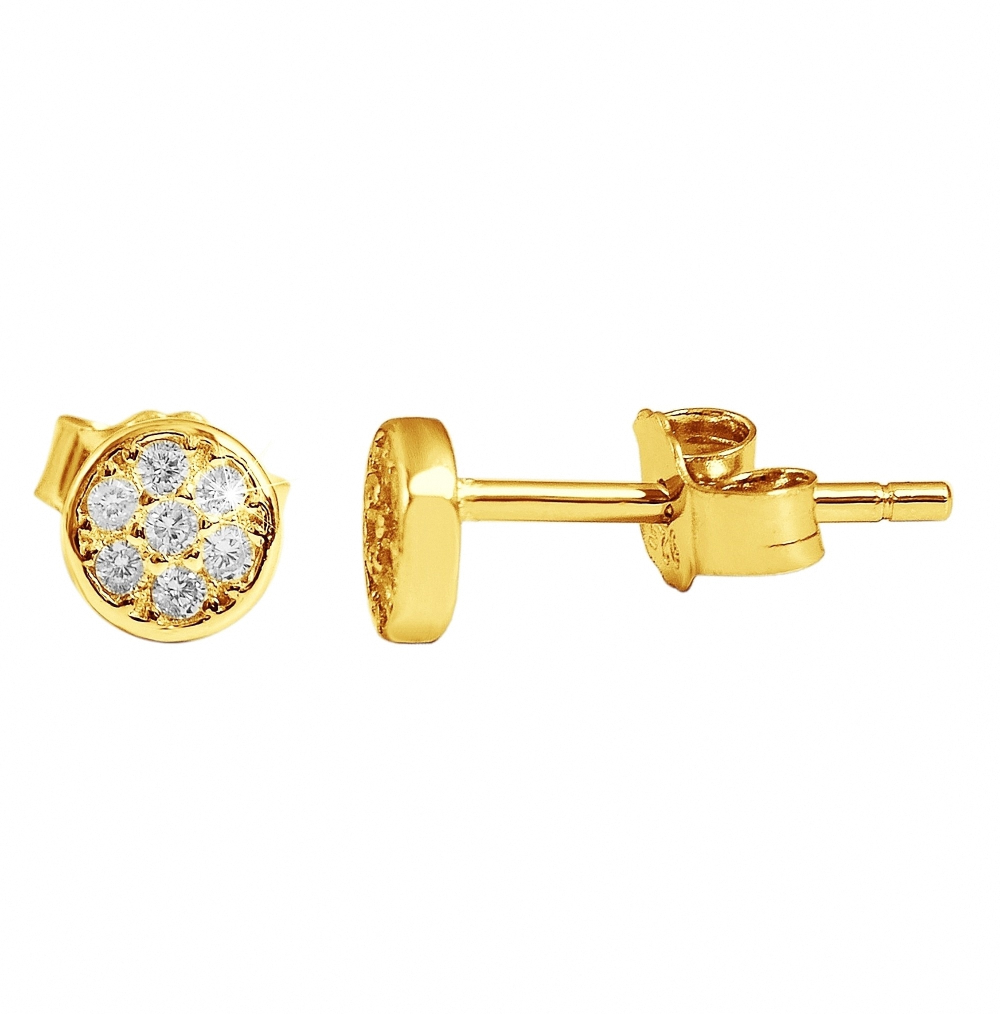 Paar Ohrhänger ADELIA´S "Damen Ohrstecker aus 925 Sterling Silber und Zirkonia Ø 5 mm", gold, Ohrringe, Damen, Damen, Silber 925 (Sterlingsilber)