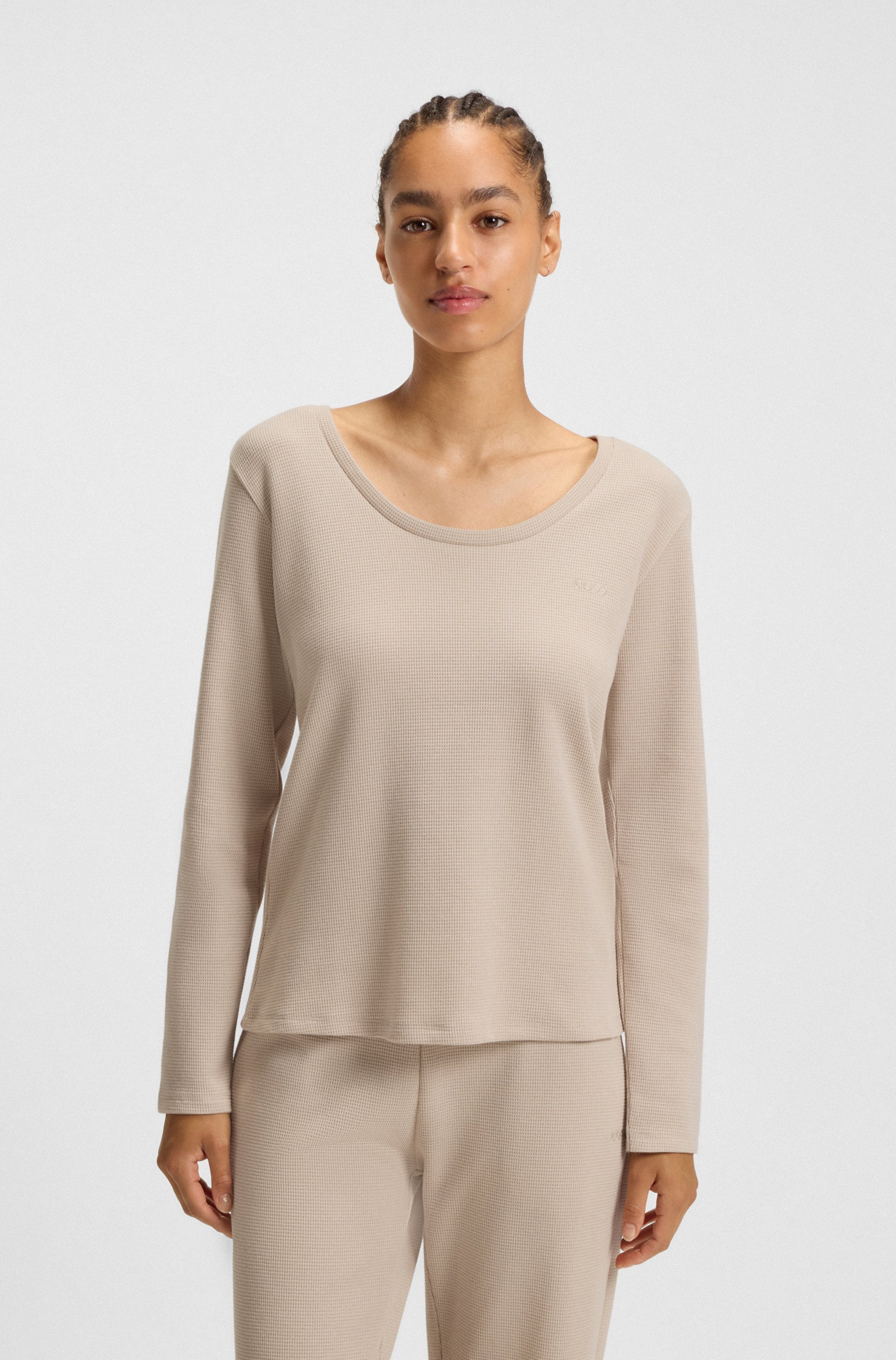 BOSS Langarmshirt "Waffle", Schlaf-Top, Waffelstruktur, aus Baumwollmix günstig online kaufen