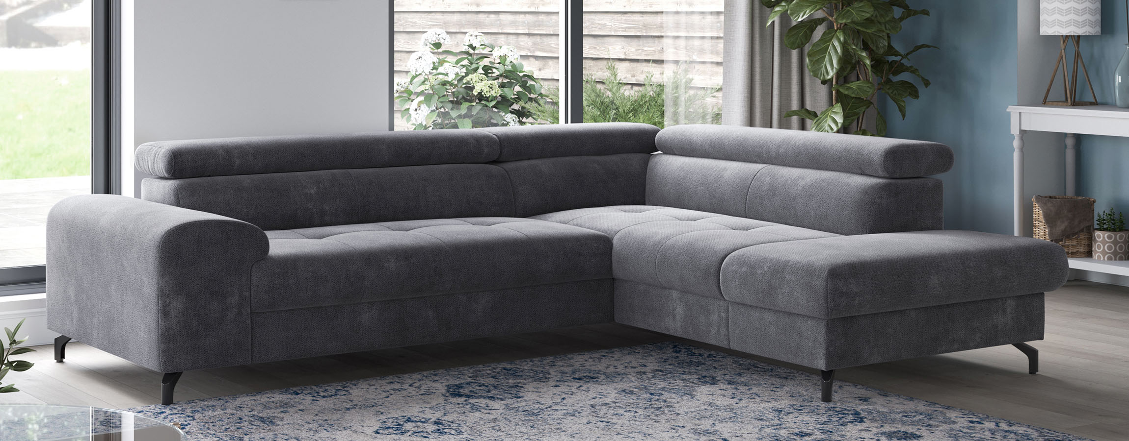 COTTA Ecksofa "Aura L-Form, B: 260 cm, inkl. Schlaffunktion, 3 verstellbare" Kopfteile, extra Bettkasten, Fußhöhe 12cm, Liegefläche 176x123cm