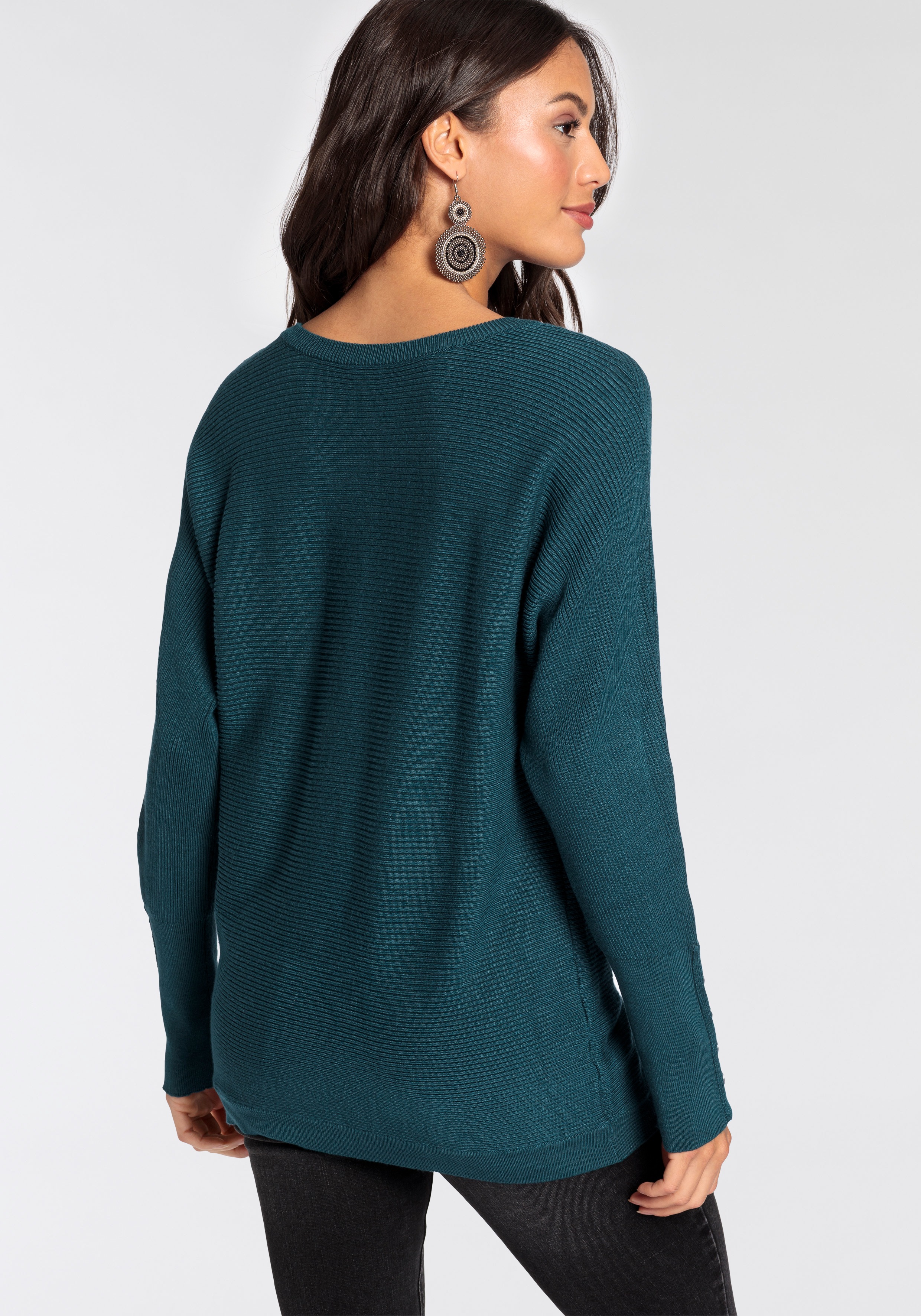 Thumbnail - Laura Scott Fledermauspullover Übergangspullover mit überschnittenen Ärmeln in Rippstrick