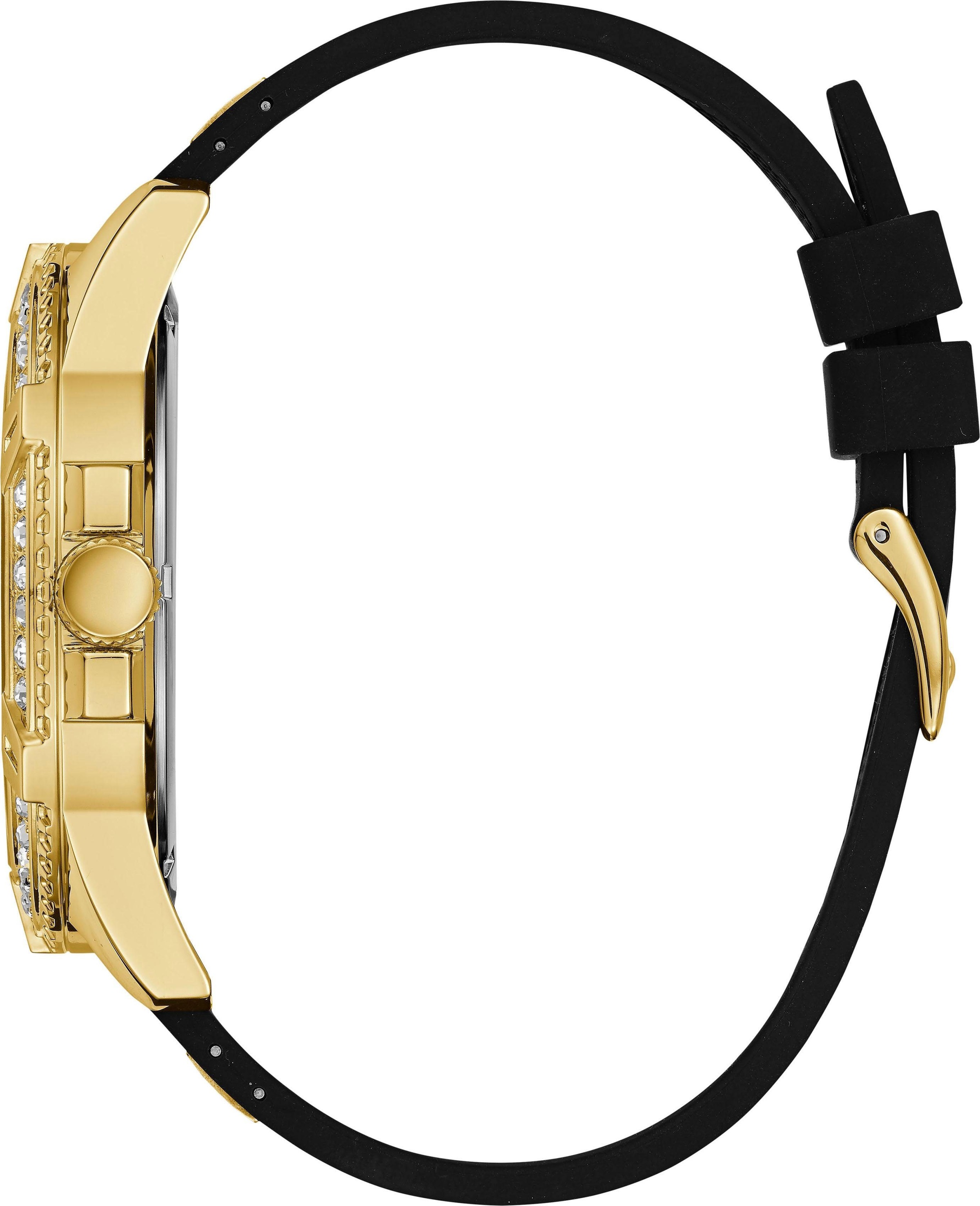 Guess Multifunktionsuhr »FRONTIER«, Armbanduhr, Quarzuhr, Herrenuhr, analog, Silikonarmband