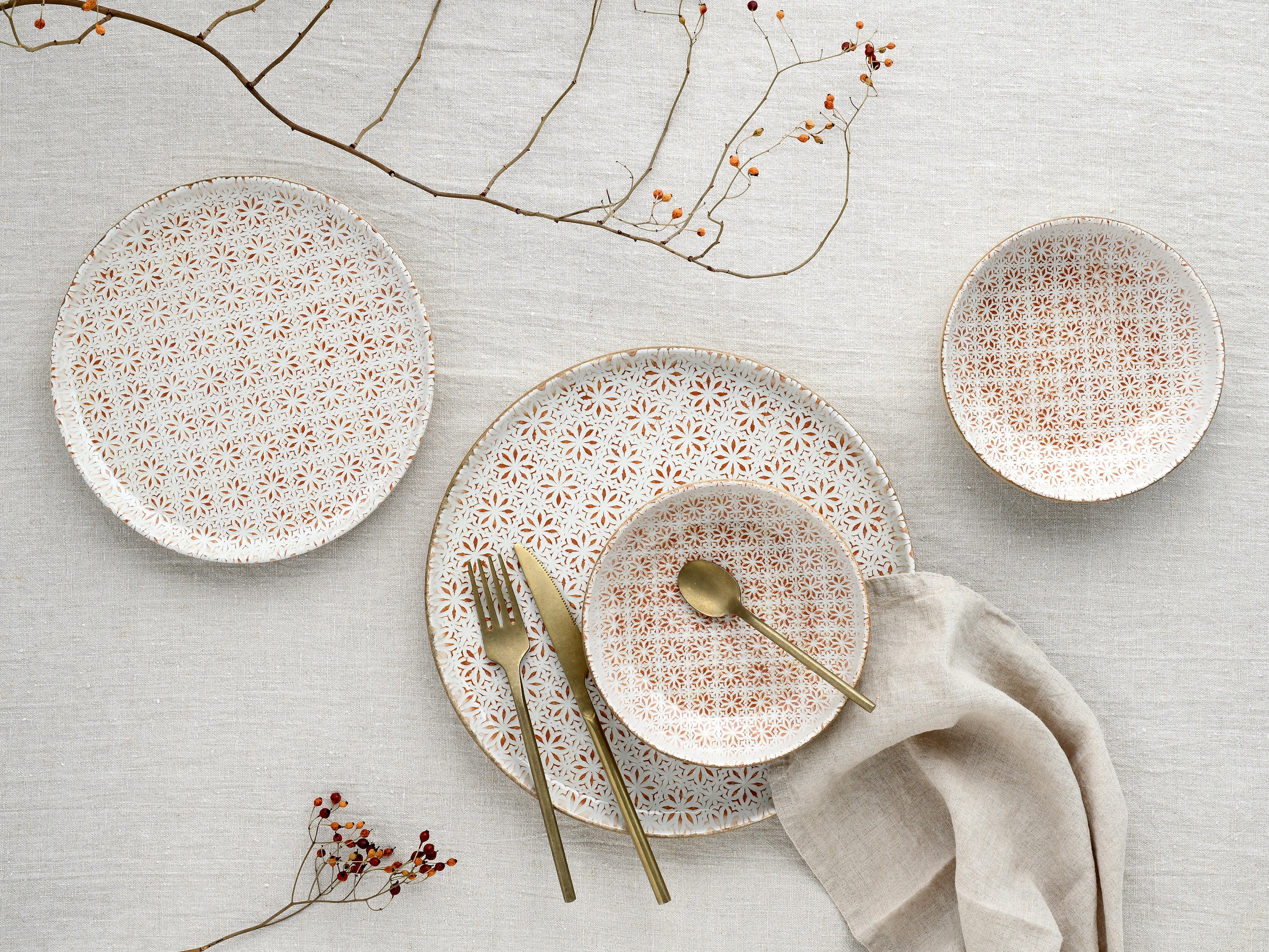 CreaTable Teller-Set »Uno Emiliana, Tellerset 12-tlg«, (Set, 12 tlg.), Shabby Look, Vintage Style