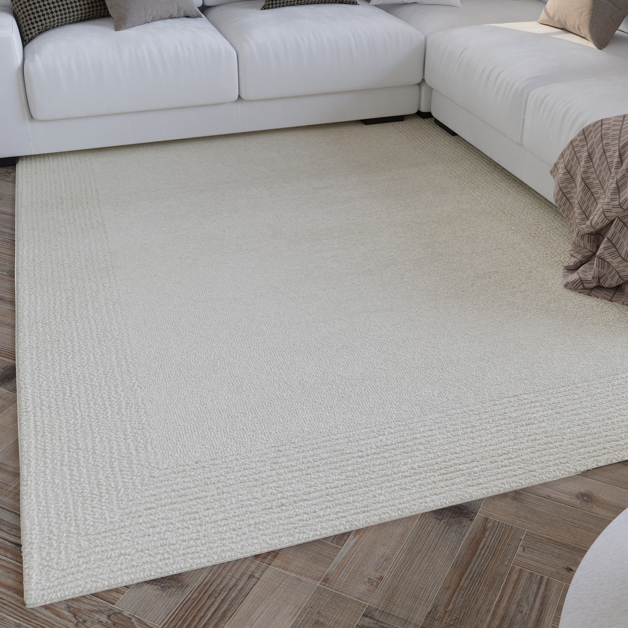 Wecon home Wollteppich "Hamptons TWENTYONE" rechteckig 15 mm Höhe Läufer, Schurwolle, Kurzflor, Wohnzimmer, Schlafzimmer, Bordüre