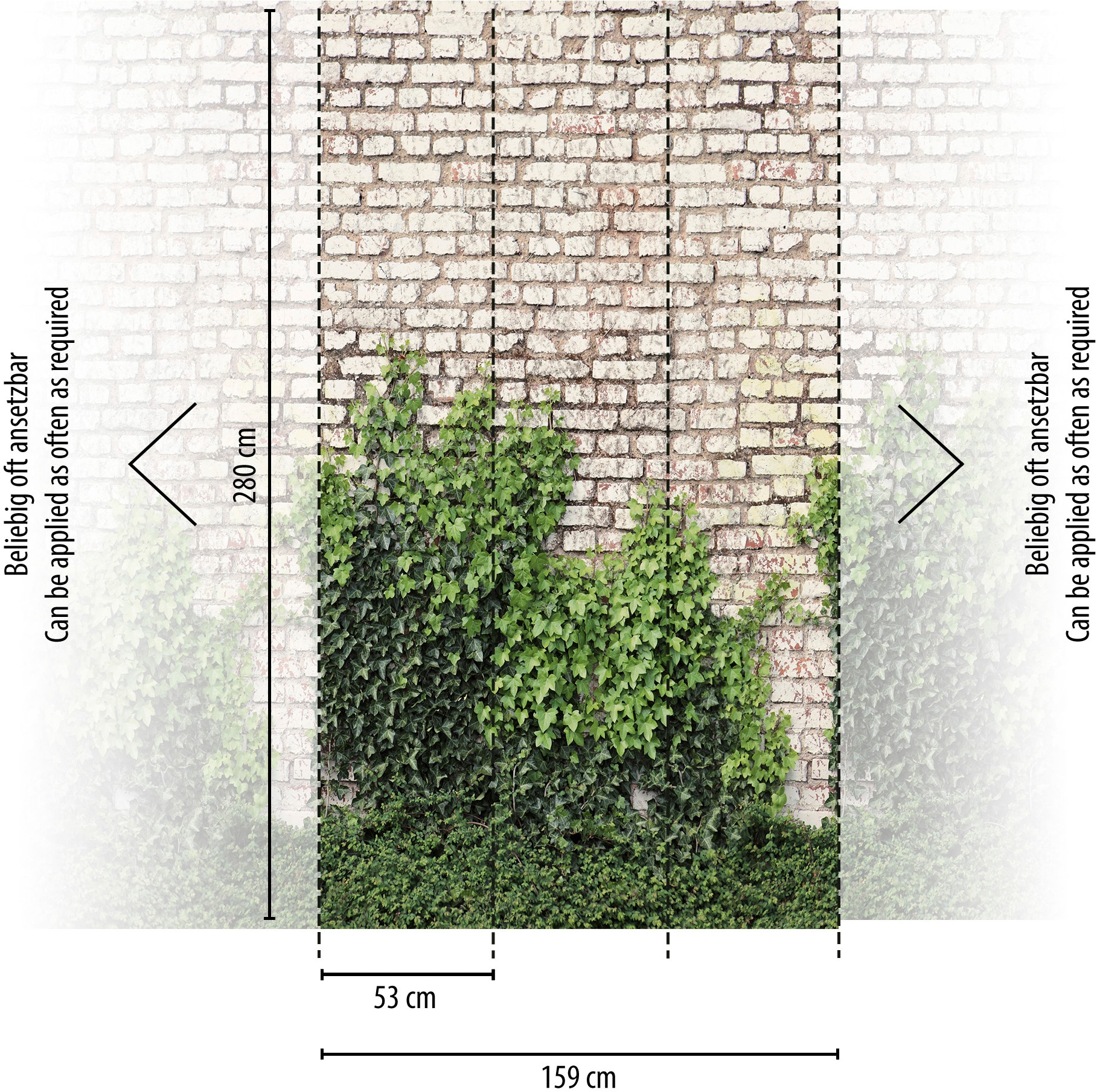 living walls Fototapete »The Wall 4 Eyecatcher – Steinwand mit Blätterranken Vlies-Fototapete« Steinoptik | matt | naturalistisch leicht strukturiert Steinwand mit Blätterranken – dekorativer Tiefenwirkung
