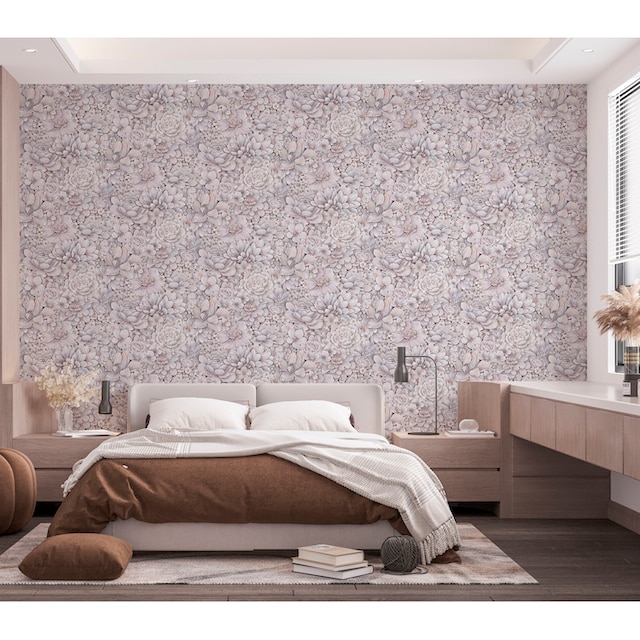 Marburg Vliestapete »Flower«, matt, Blattmotiv moderne Vliestapete für  Wohnzimmer Schlafzimmer Küche auf Rechnung | BAUR