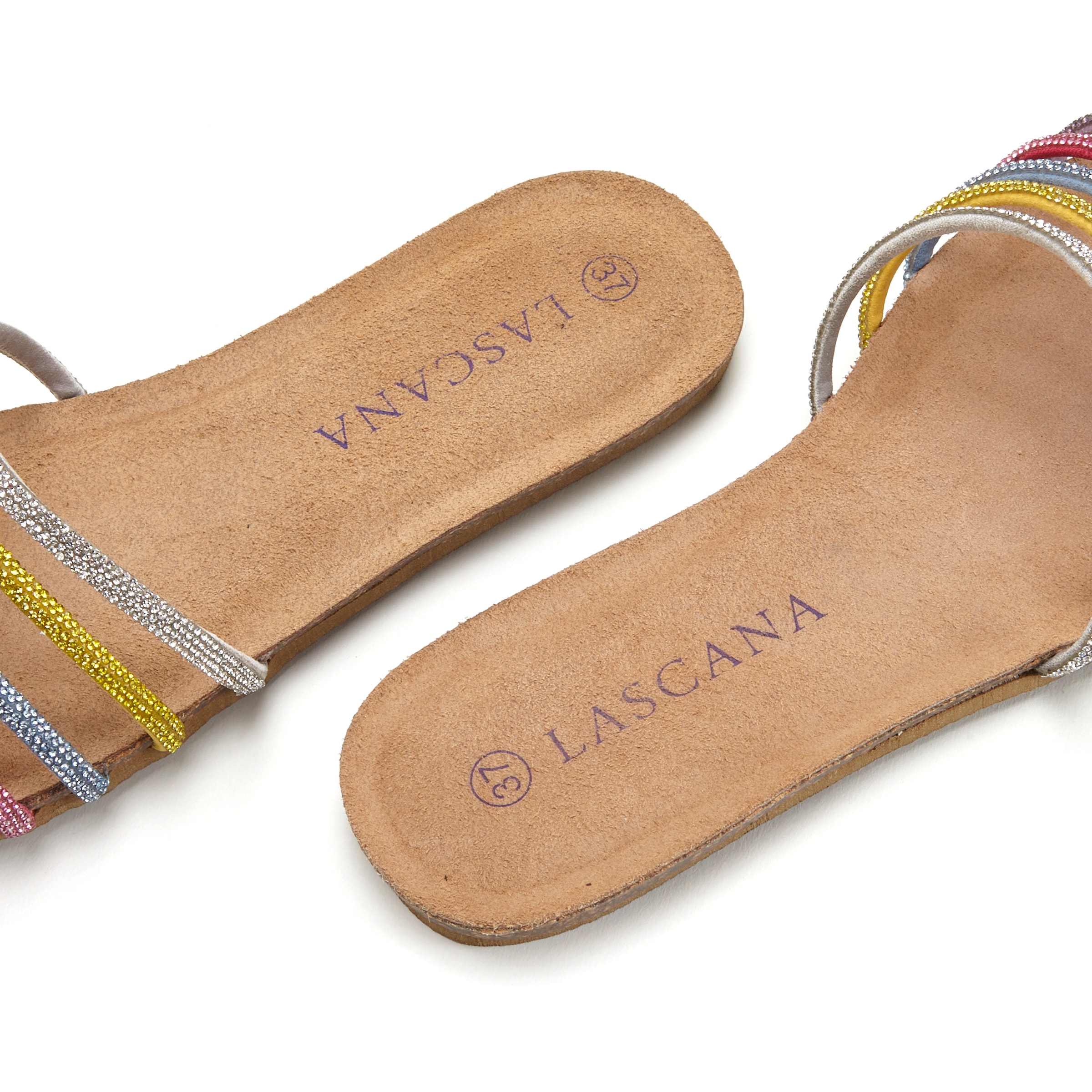LASCANA Pantolette »Mule, Sandale, offener Schuh, Sommerschuh,«, mit Lederanteil & Strasssteinchen