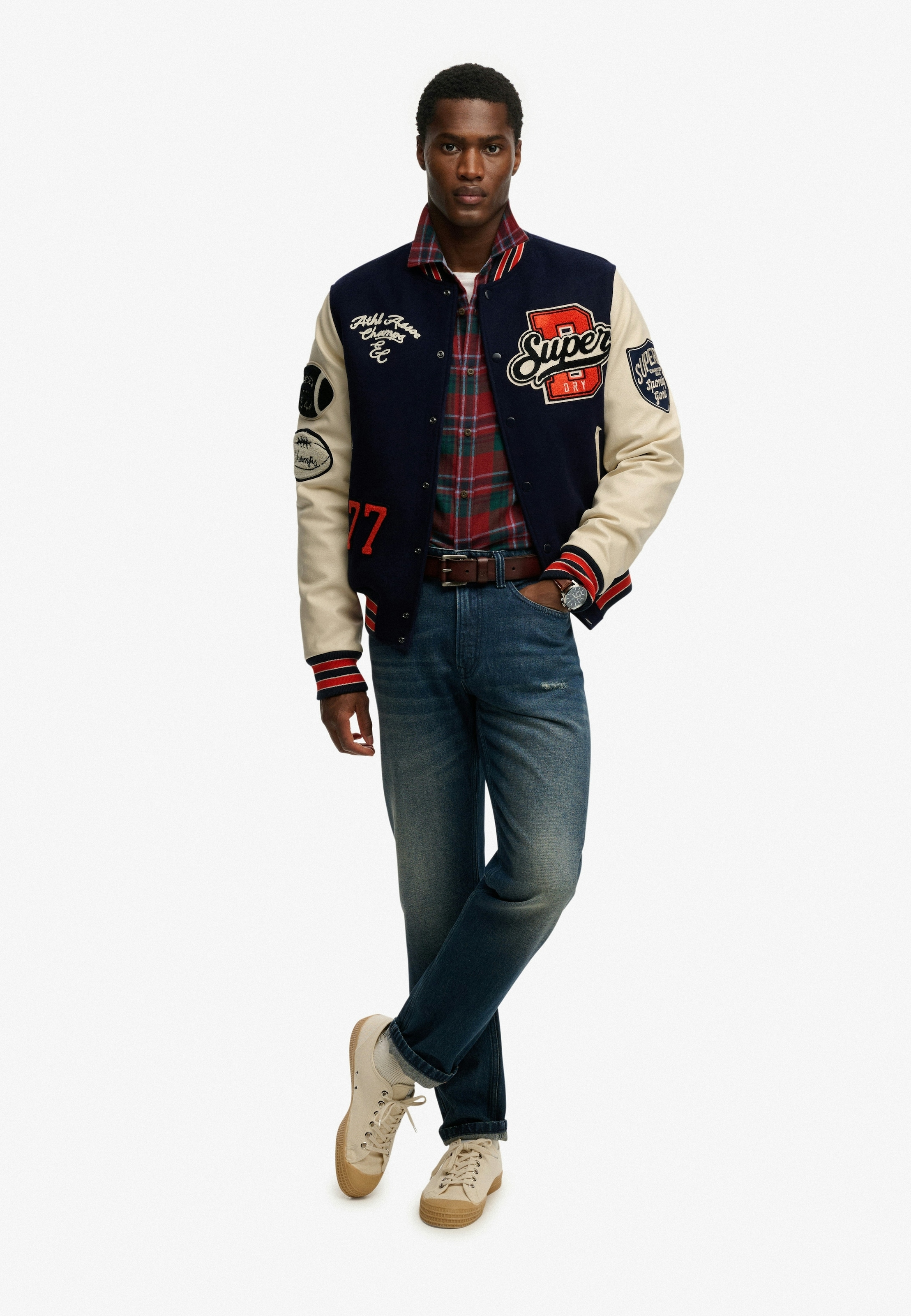 Superdry Collegejacke »COLLEGE PATCHED VARSITY JKT« ohne Kapuze
