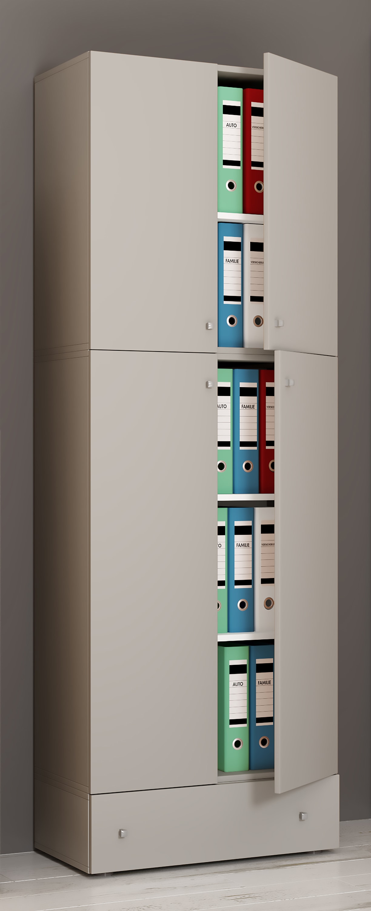 VCM Aktenschrank »VCM XXL Büroschrank mit 5 Fächern und einer Schublade | moderner Aktenschrank mit Drehtüren | Maße ca. H. 200 x B. 70 x T. 39 cm ¿ Lona 5-Fach«, (1 St.)
