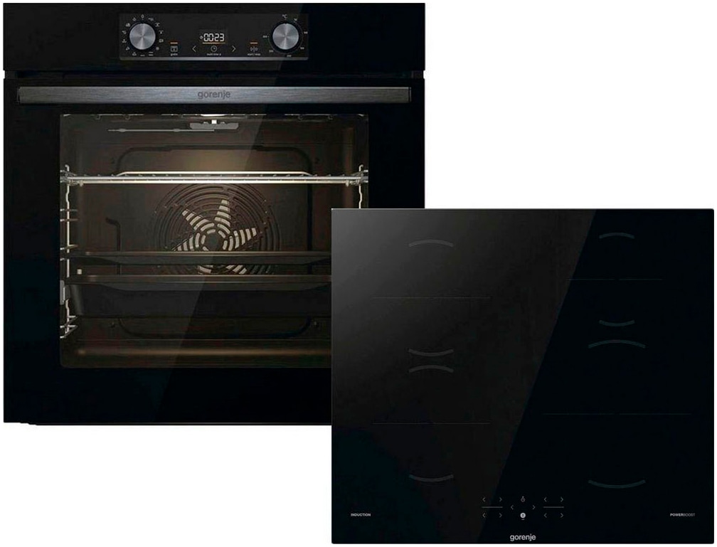 GORENJE Backofen-Set "BOS6737E06BG" mit 1-fach-Teleskopauszug Aqua Clean Pizzafunktion mit 300 C – perfekt für Pizza, Focaccia und mehr