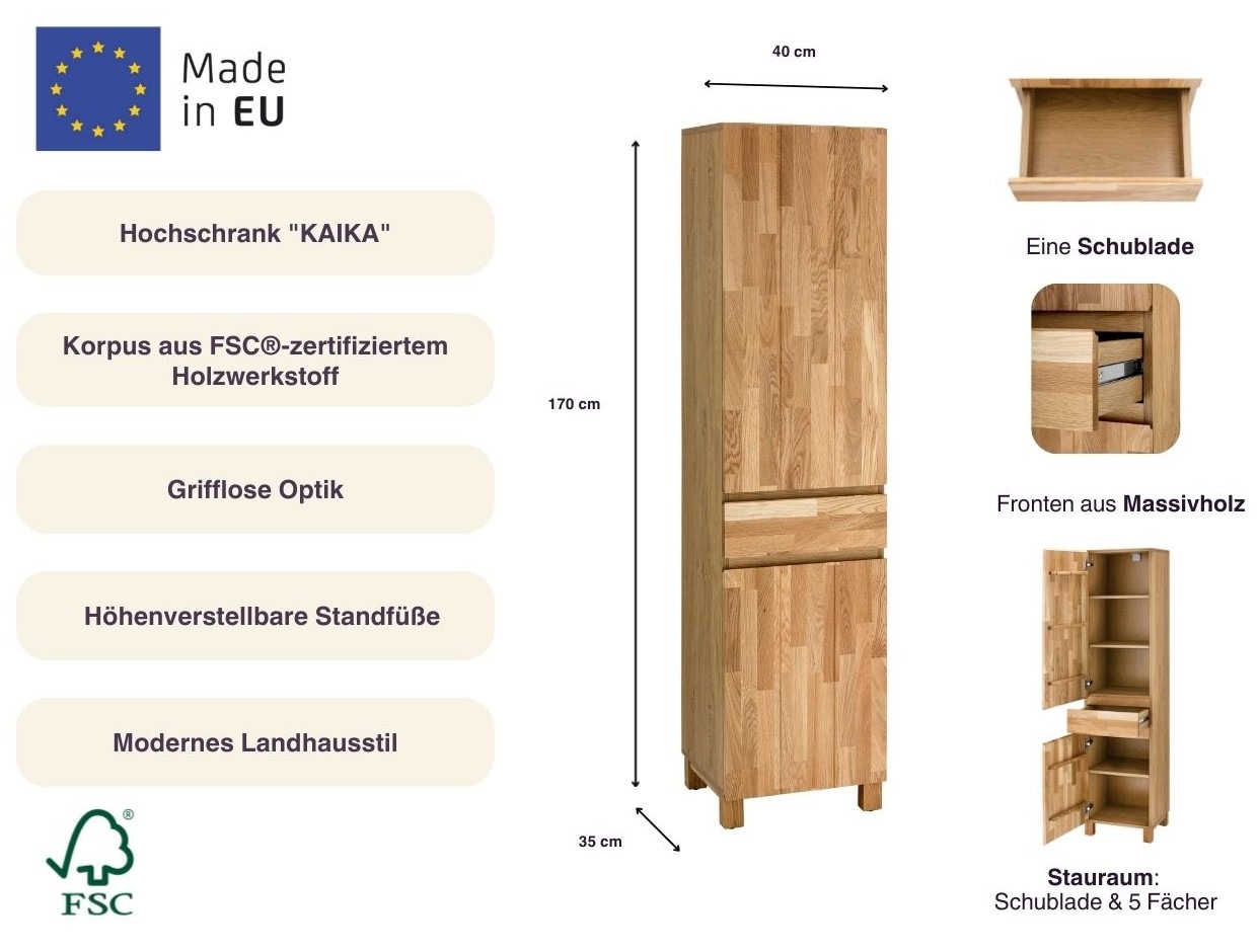 Thumbnail - Home affaire Hochschrank "Kaika" Breite 40 cm