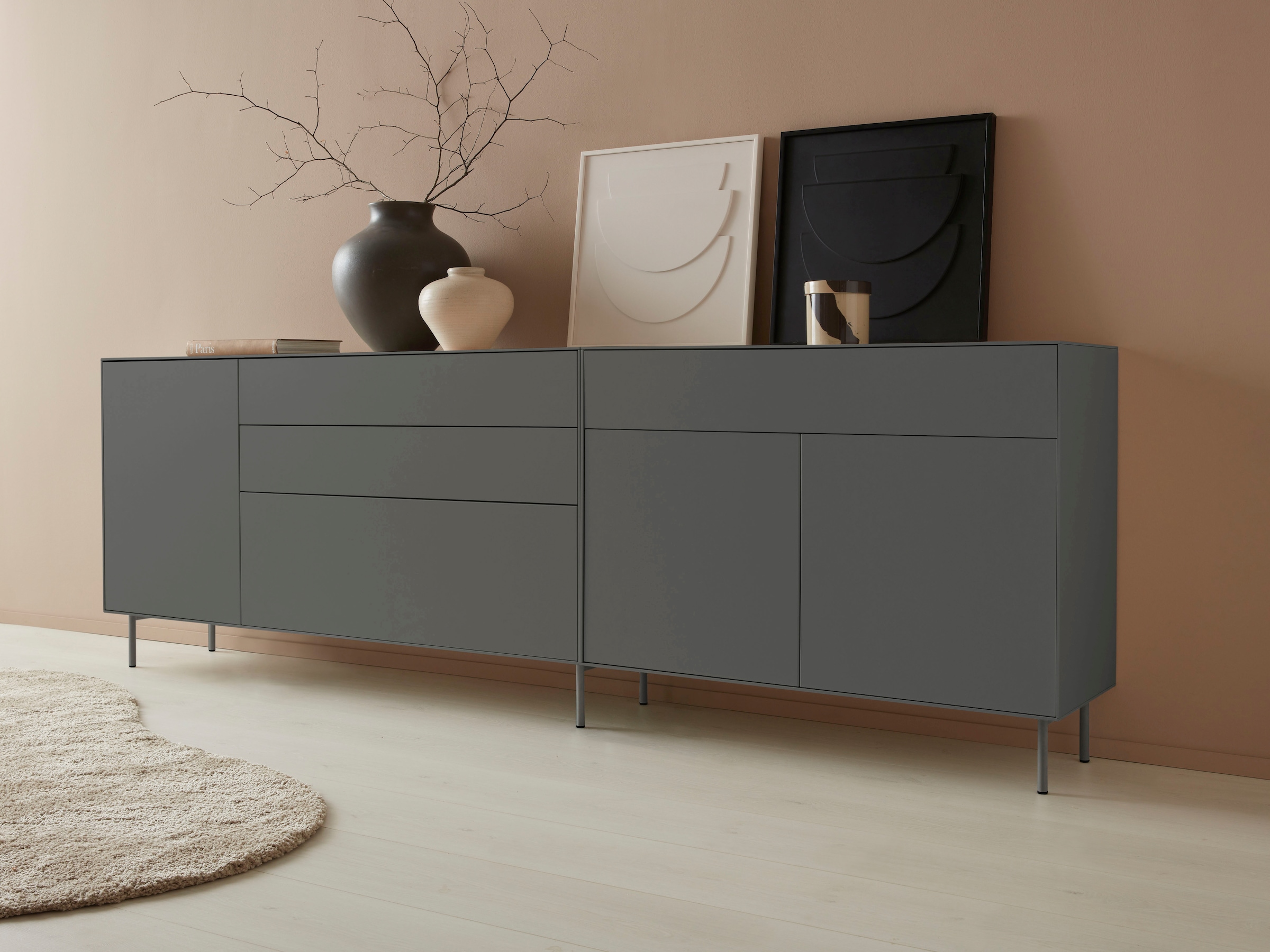 Sideboard »Essentials«, (2 St.), Breite: 279cm, MDF lackiert, Push-to-open-Funktion