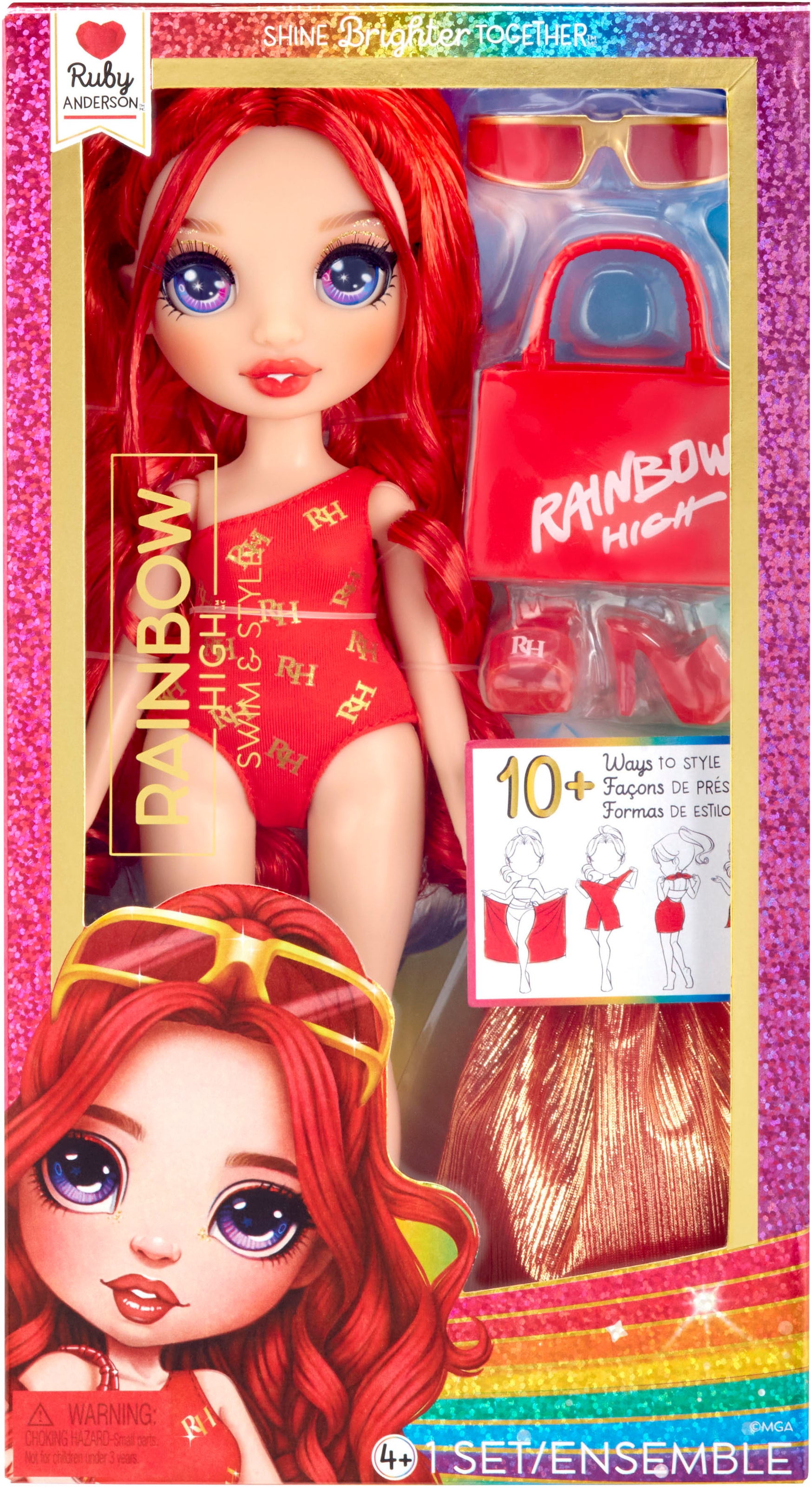 RAINBOW HIGH Anziehpuppe »Rainbow High Swim & Style Fashion Doll- Ruby (Red)«