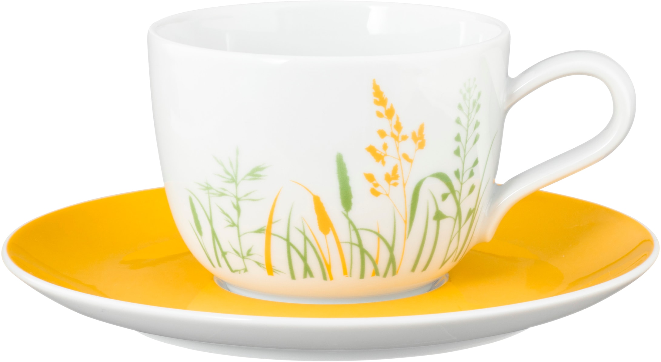 Seltmann Weiden Kaffeeservice »Geschirr-Set, 18 Teile, Liberty Meadow Grasses«, (Set, 18 tlg., 6x Kaffeeobertasse 0,26 l, 6x Kombi-Untertasse, 6x Frühstücksteller), mit Gräsermotiv, Made in Germany