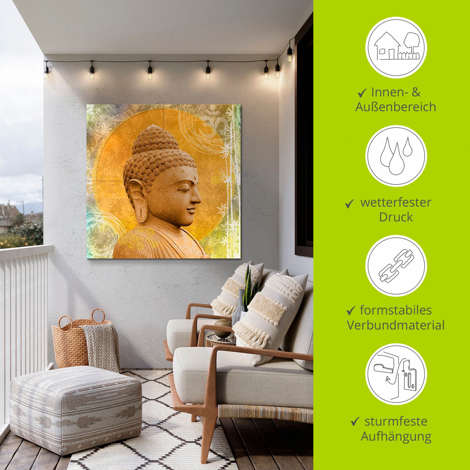 Artland Wandbild »Buddha II« Spa 1 Stk. tlg. als Alubild, Outdoorbild, Leinwandbild, Wandaufkleber, versch. Größen