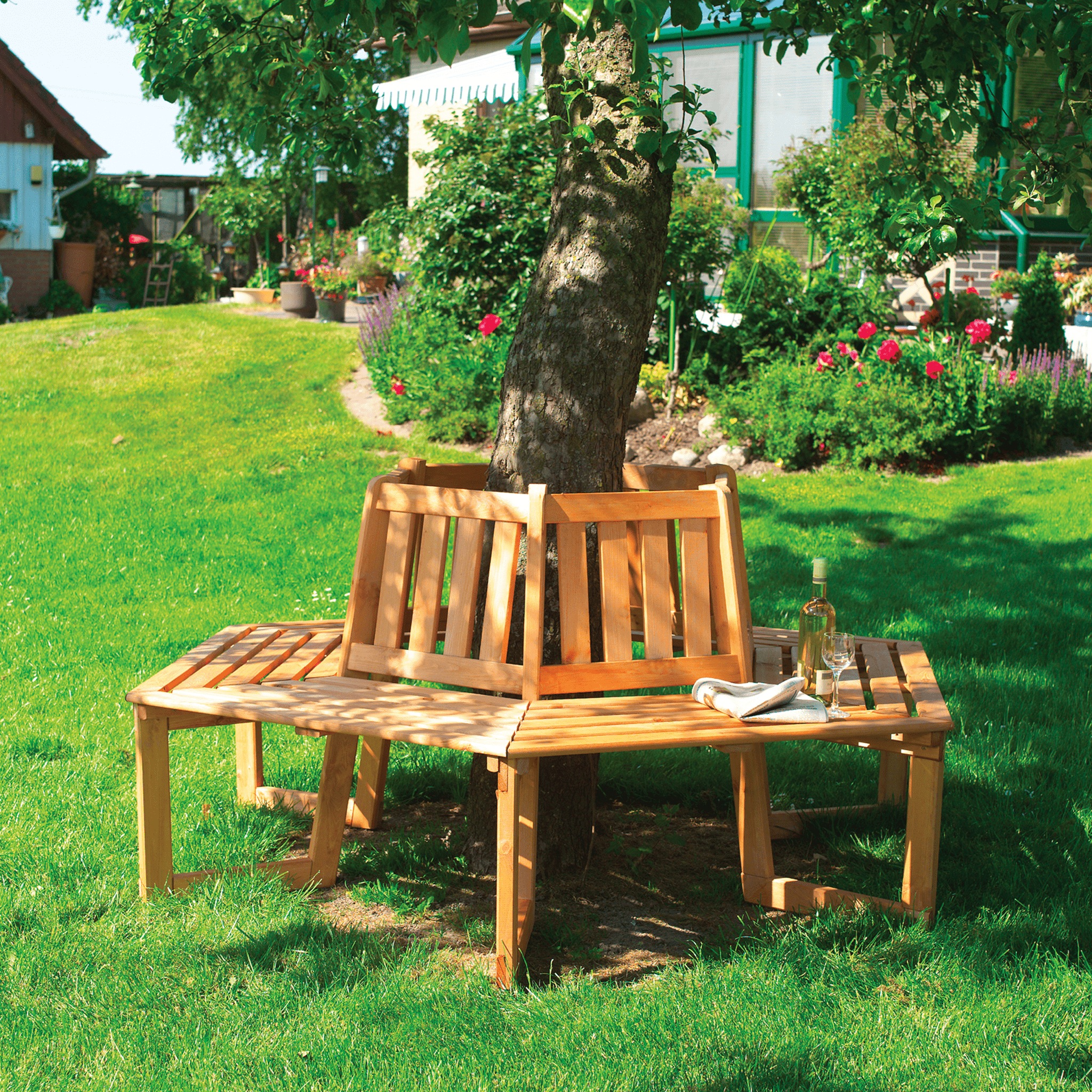 promadino Baumbank Kiefernholz, in honigbraun, in 2 Varianten günstig online kaufen