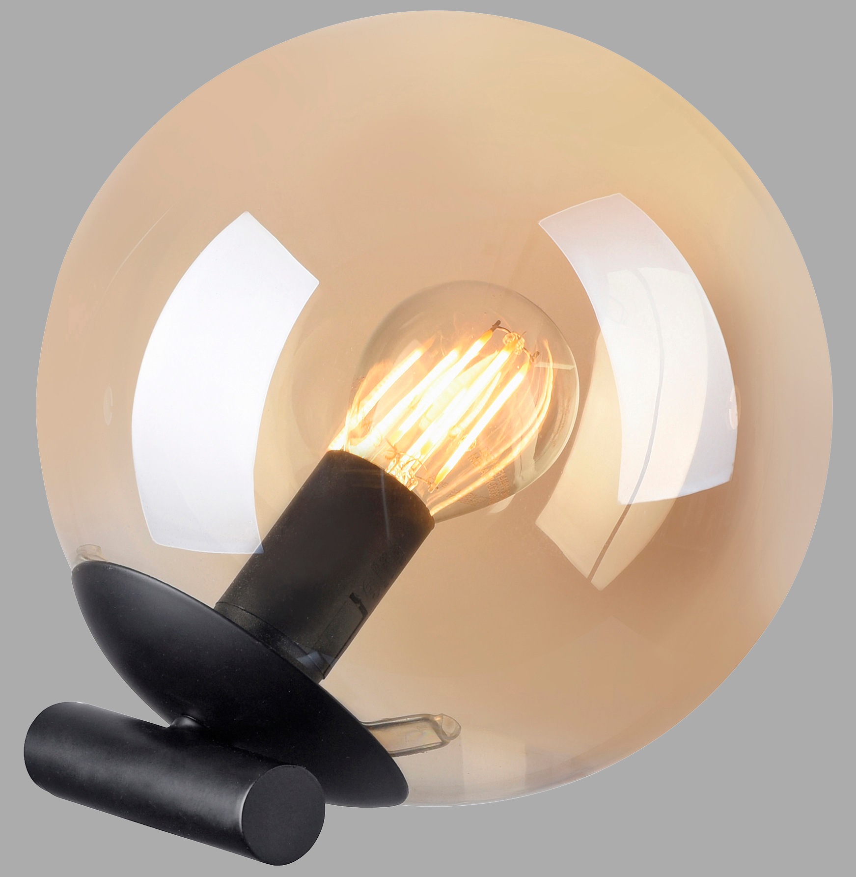 my home Tischleuchte »Nymölla«, 1 flammig, Leuchtmittel E14 | ohne Leuchtmittel, Tischleuchte mit großer Glaskugel, amberfarben oder opal matt weiß