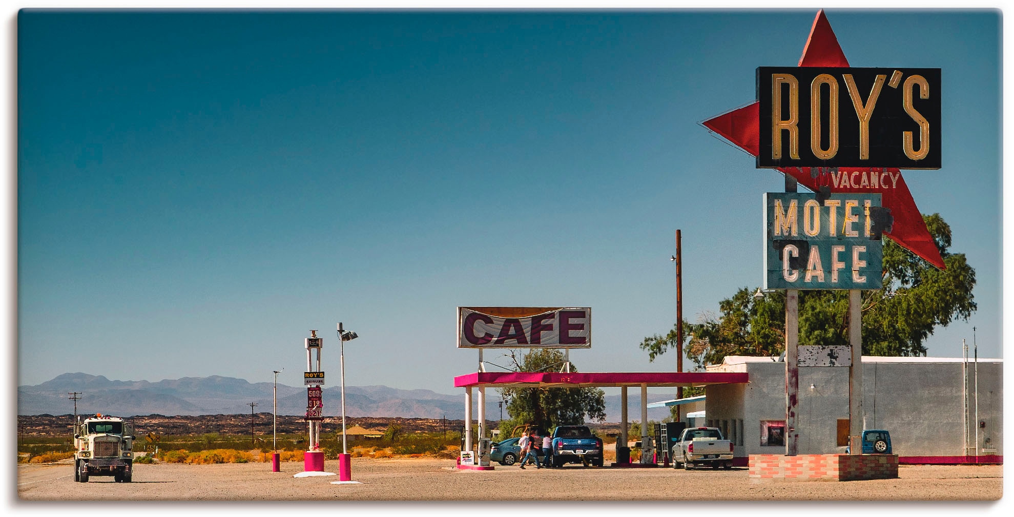 Wandbild »Roy`s Tankstelle an der Route 66«, Gebäude, (1 St.), als Leinwandbild in...