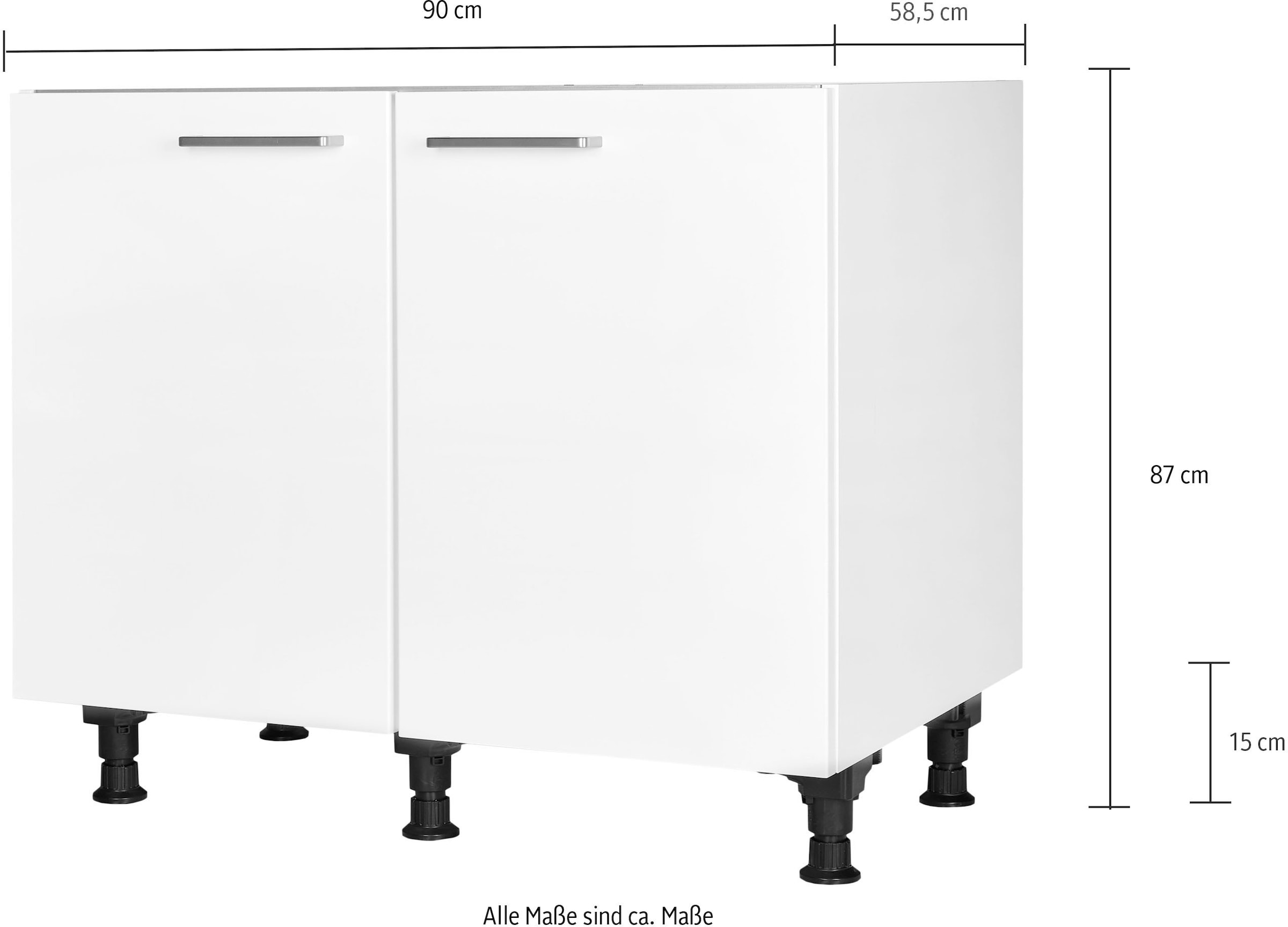 nobilia® Spülenschrank »"Touch", vormontiert, mit höhenverstellbaren Sockelfüßen,« Breite 90 cm