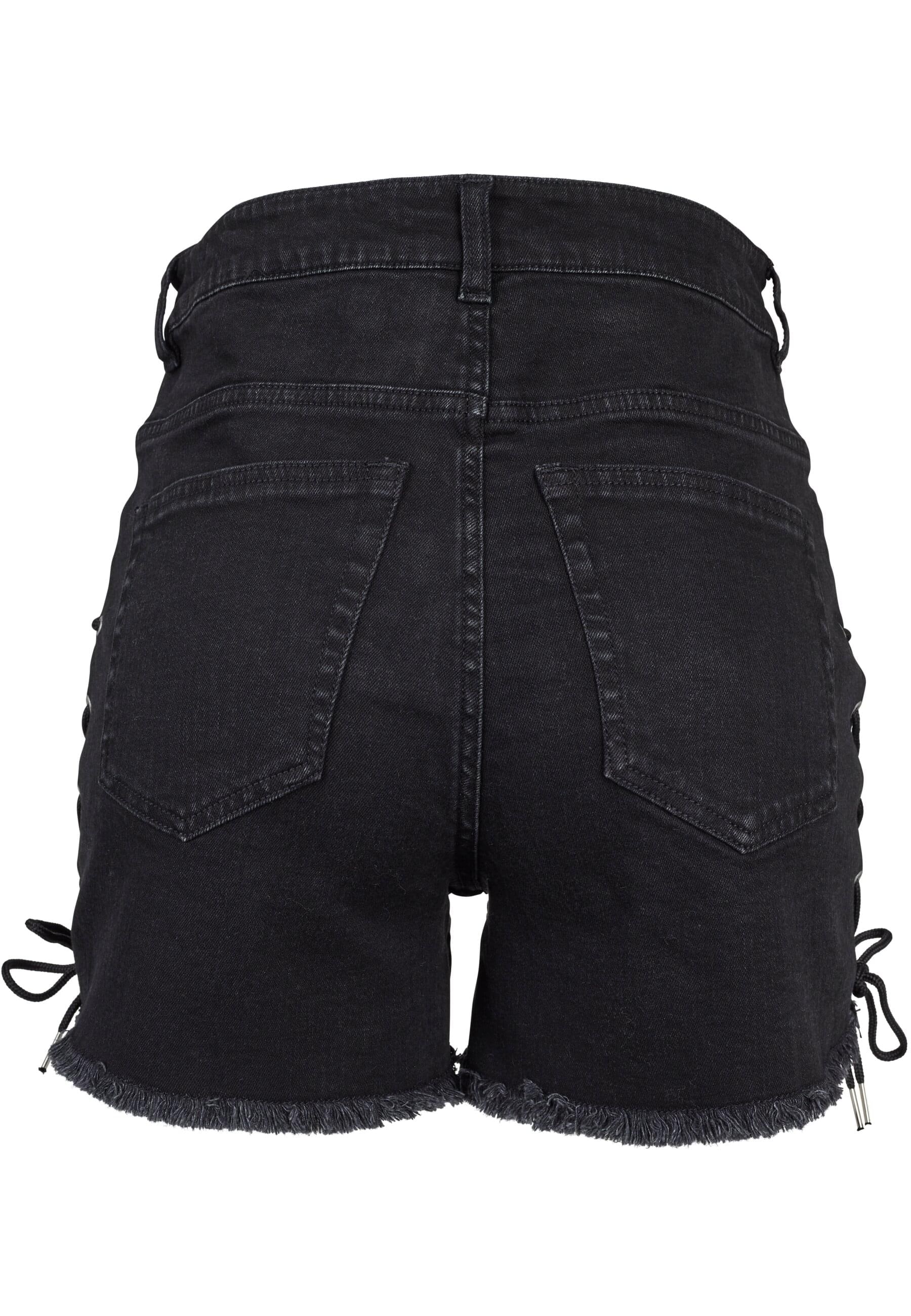 URBAN CLASSICS Stoffhose »Urban Classics Damen Ladies Highwaist Denim Lace Up Shorts«, (1 tlg.)