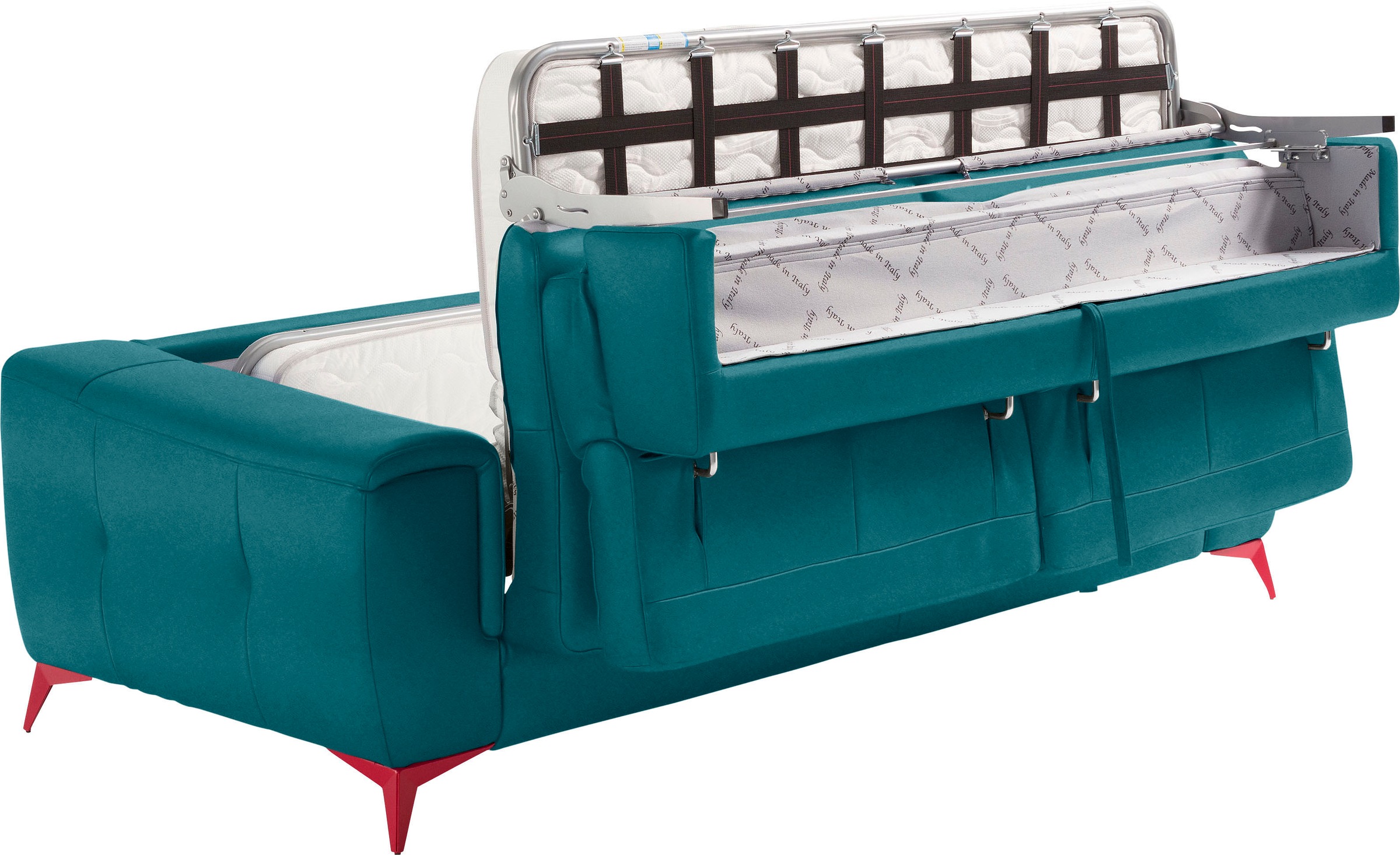 Egoitaliano Schlafsofa »Francine, Designsofa, Loungesofa mit Dauerschlaffunktion, Bettfunktion«, hochwertiger Metallbettrahmen & Matratze, Kopfteil manuell verstellbar