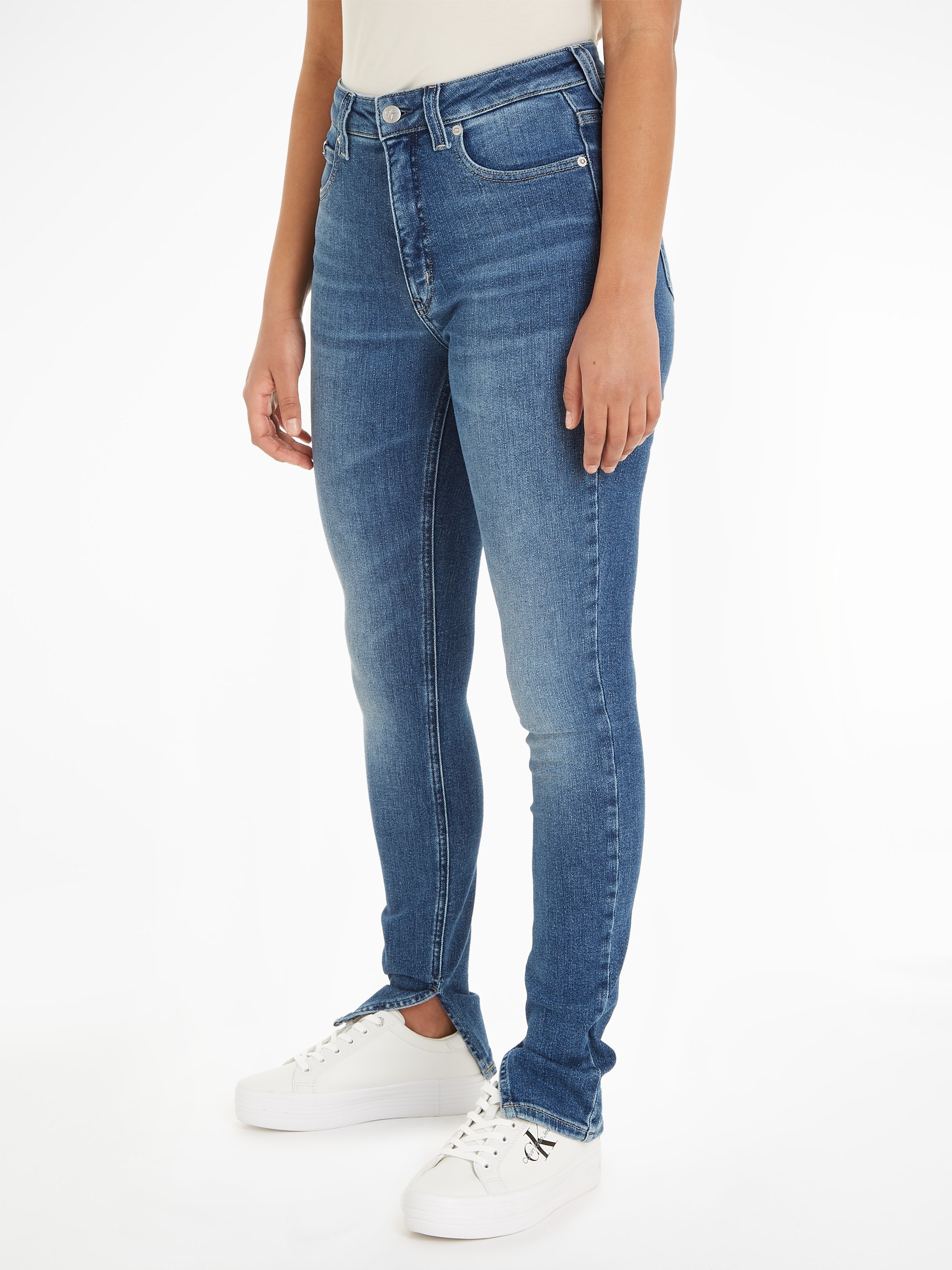 Calvin Klein Jeans Skinny-fit-Jeans »HIGH RISE SUPER SKINNY ANKLE«, mit Calvin Klein Jeans Leder-Badge am hinteren Bundabschluss