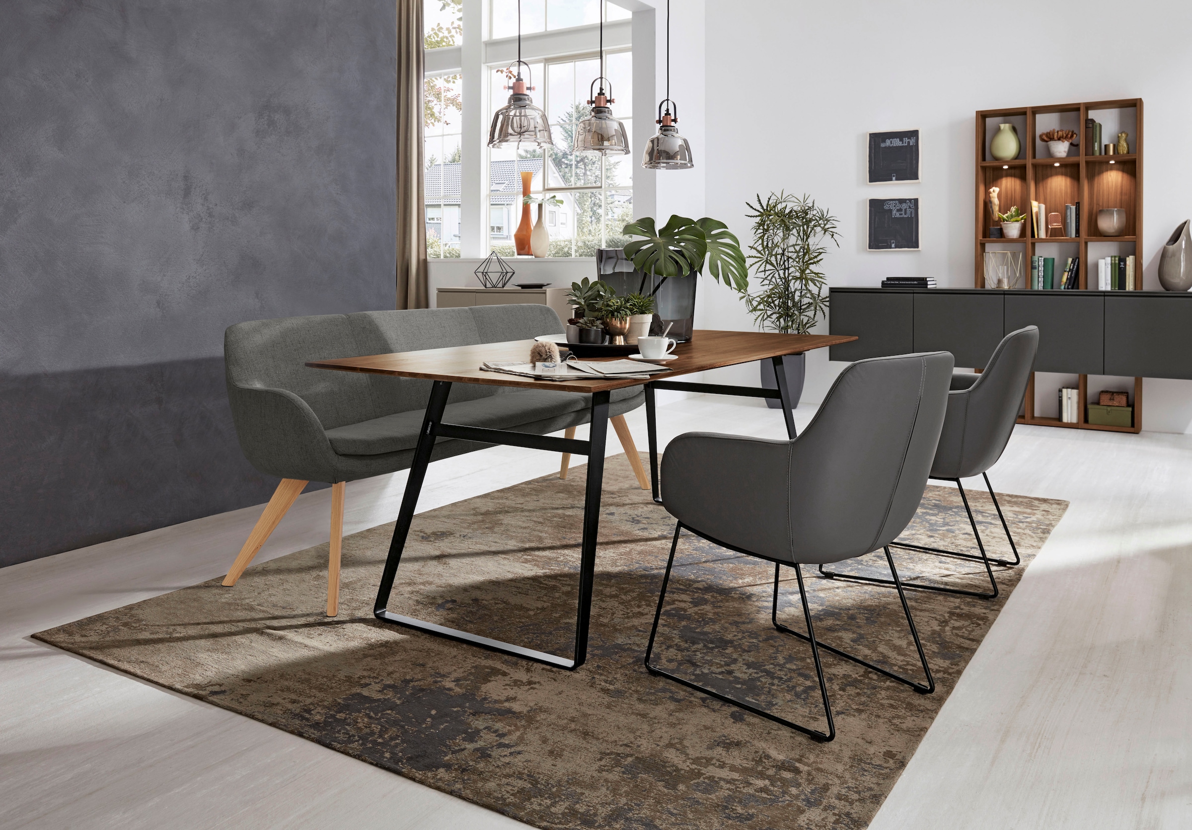 Musterring Essbank »Tavia« Stativgestell aus Eiche bianco massiv, Breite 180, 200 oder 220 cm