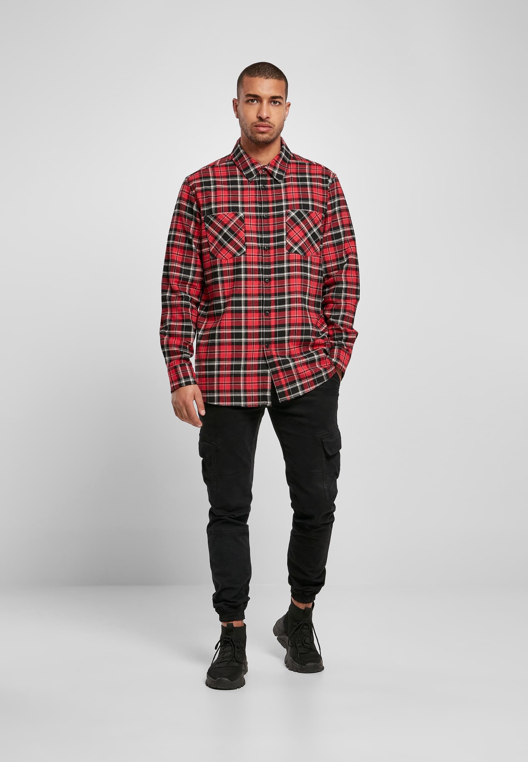 URBAN CLASSICS Langarmhemd »Urban Classics Herren Checked Roots Shirt«, (1 tlg.)