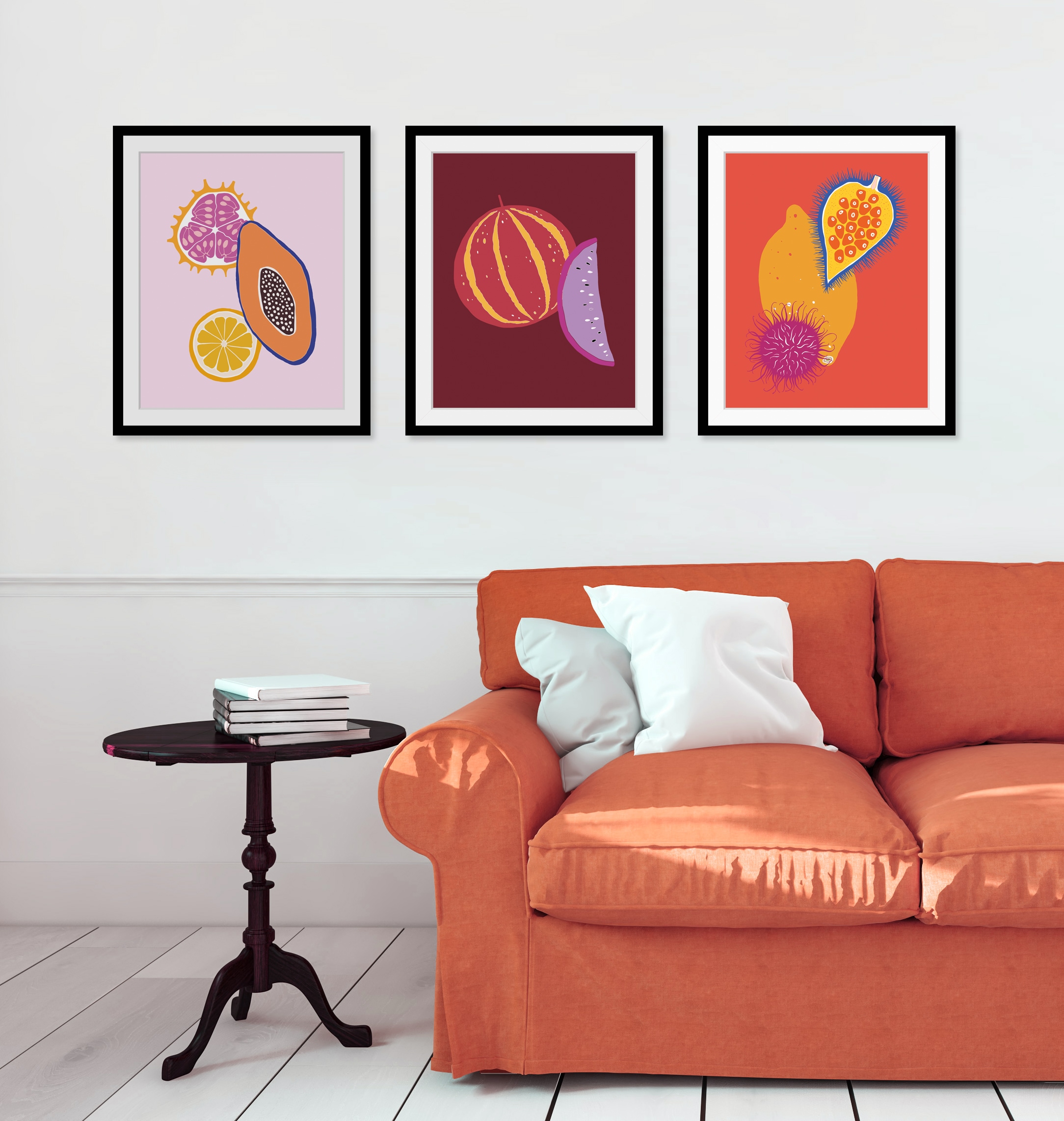 queence Bild »Daria«, Obst-Obst Bilder-Kunst-Lebensmittel, HD Premium Poster-Druck inkl. Holzrahmen