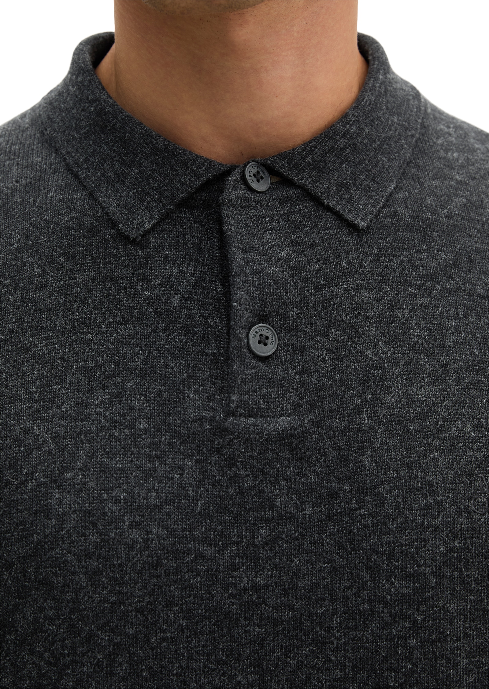 Marc O'Polo Langarm-Poloshirt »aus softem Bio-Bauwoll-Schurwoll-Mix«