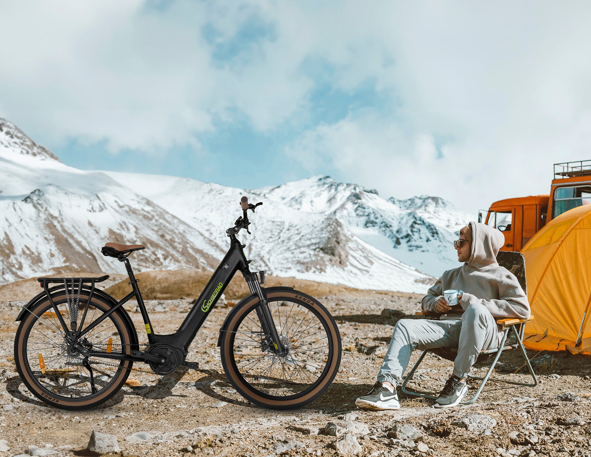 SachsenRad »S5G« Kugelschaltung Mittelmotor 250 W Tiefeinsteiger, Alarmanlage, Pedelec,  Stufenlose Enviolo-Schaltung, TFT Farb-LCD-Steuerdisplay