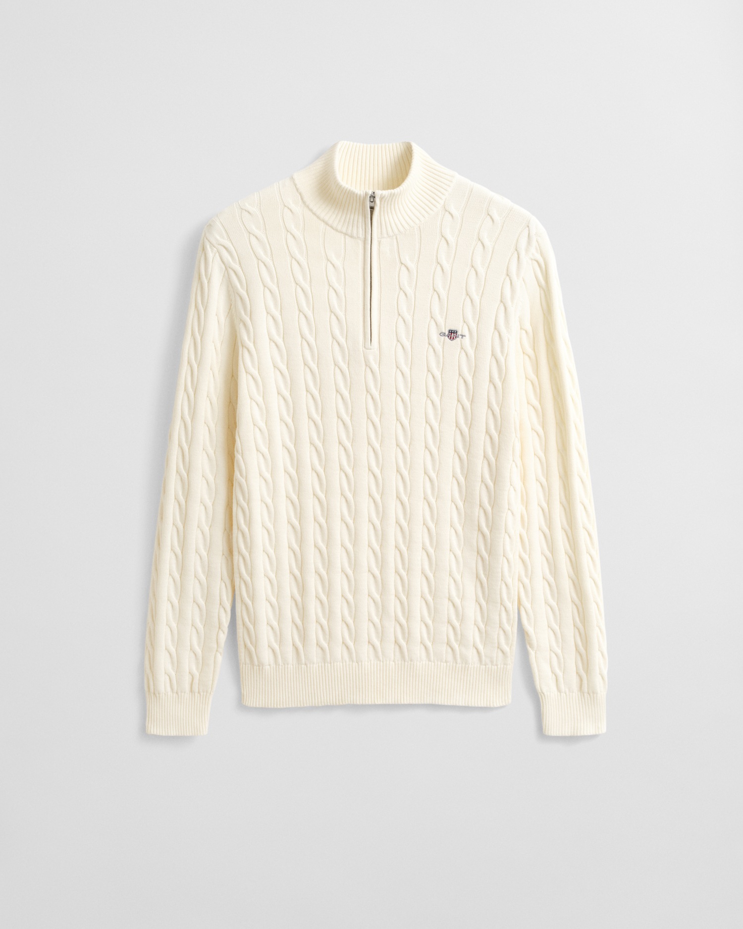 Gant Strickpullover »COTTON CABLE HALF ZIP«, Mit Rundhalsausschnitt