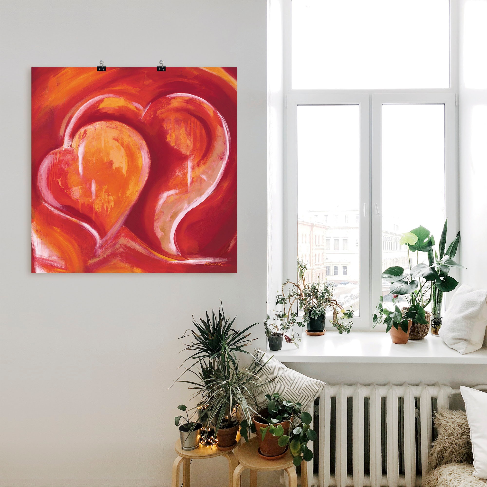 Artland Wandbild »Abstrakte Herzen - Rot«, Herzbilder, (1 St.), als Leinwandbild, Poster in verschied. Größen