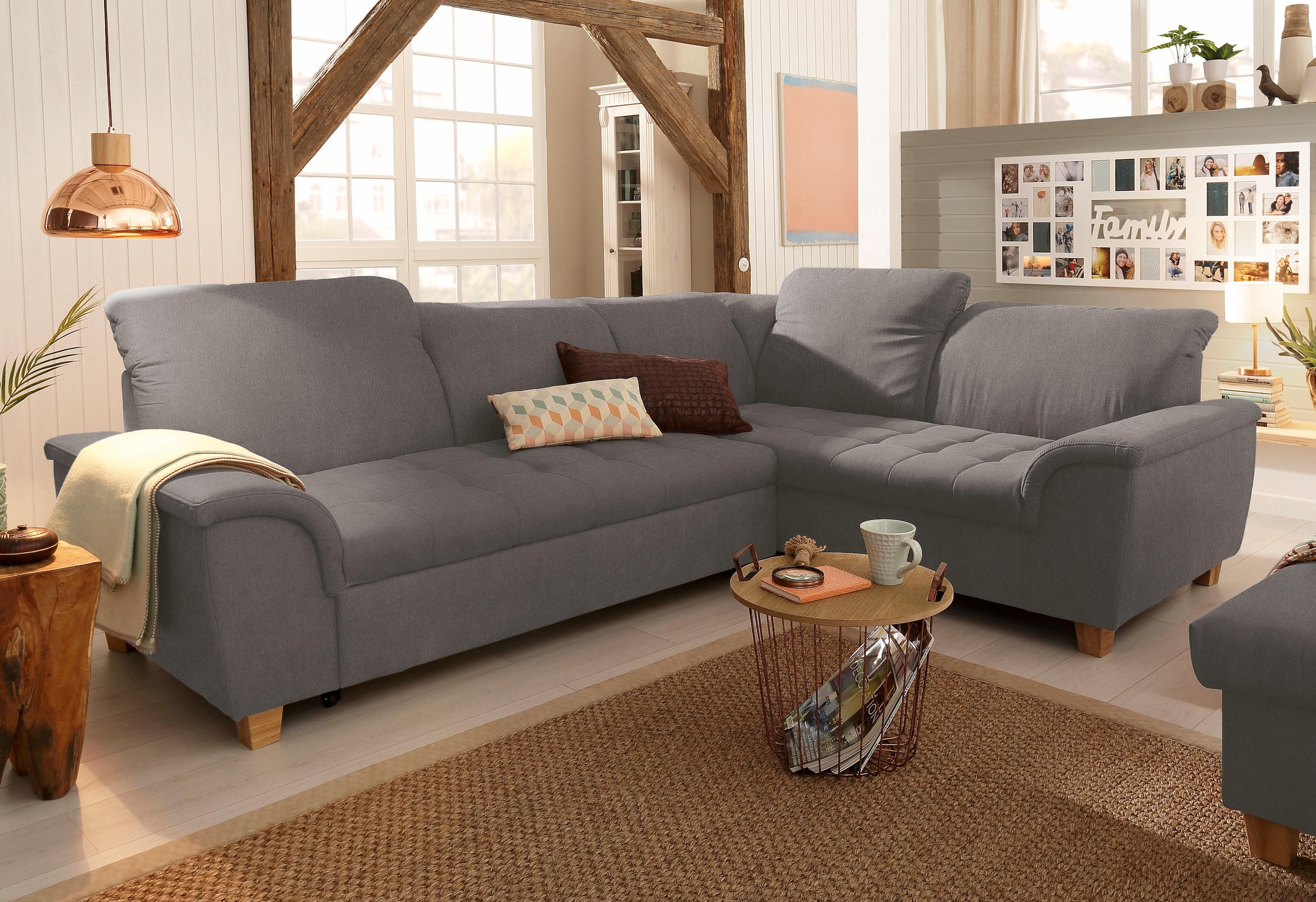Home Affaire Lyla Corner Sofa with Bed Function 275cm Stone 3