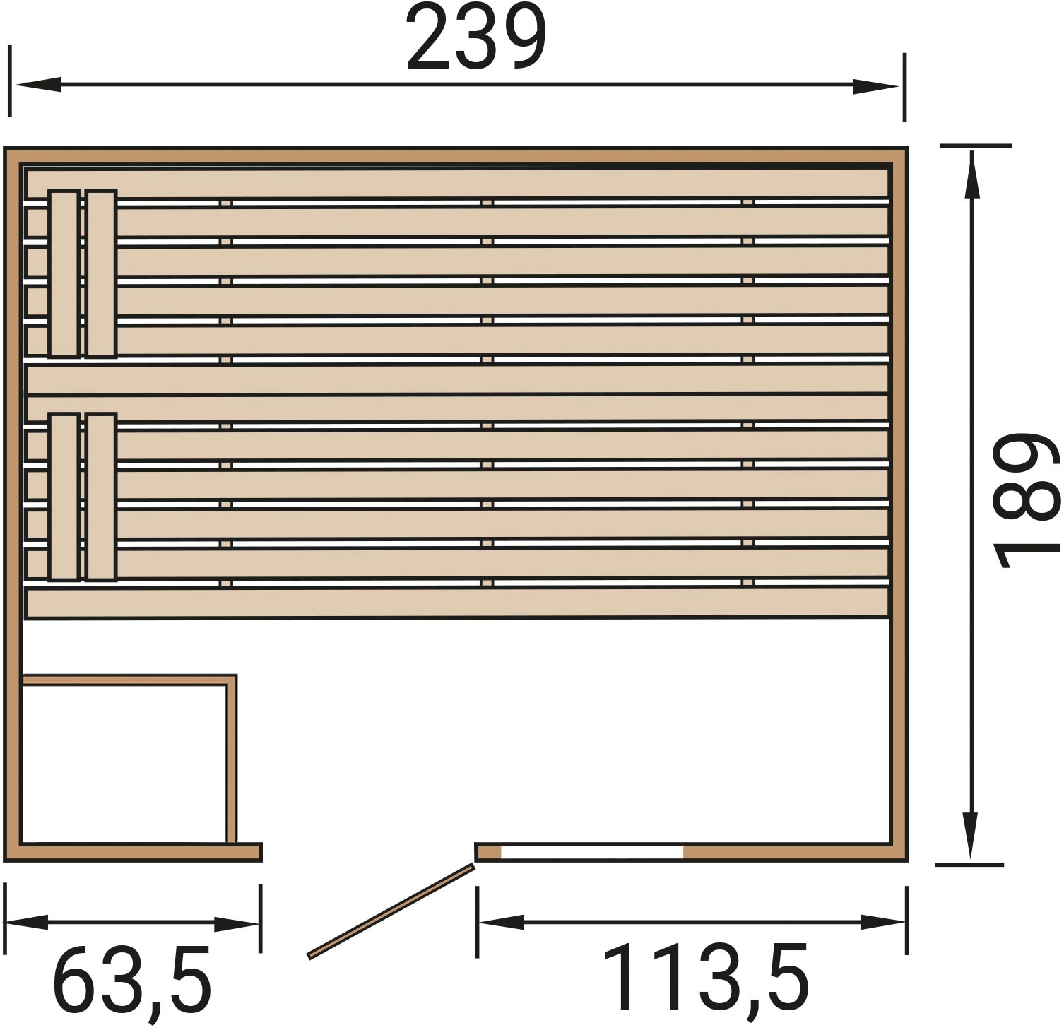 weka Sauna »Massivholzsauna VALIDA 4«, Blockbohlen, Fensterelement, moderne Ganzglastür