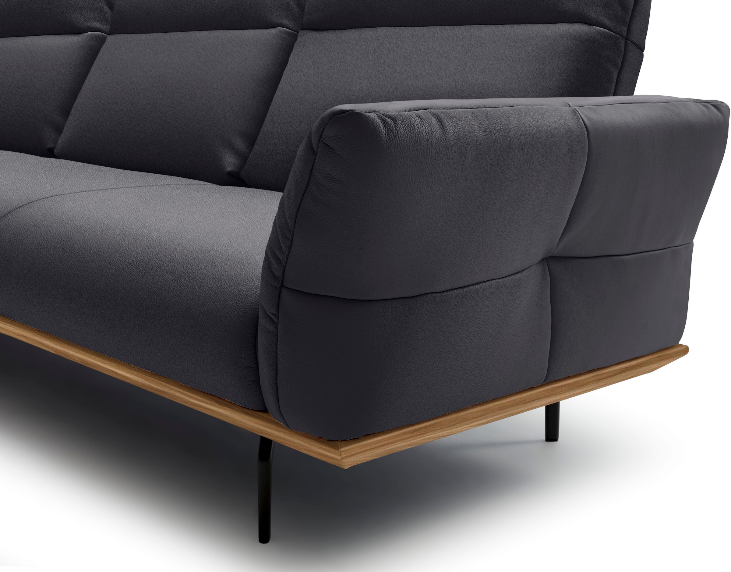 Creation BY ROLF BENZ Ecksofa »hs.460«, Sockel in Nussbaum, Winkelfüße in Umbragrau, Breite 298 cm