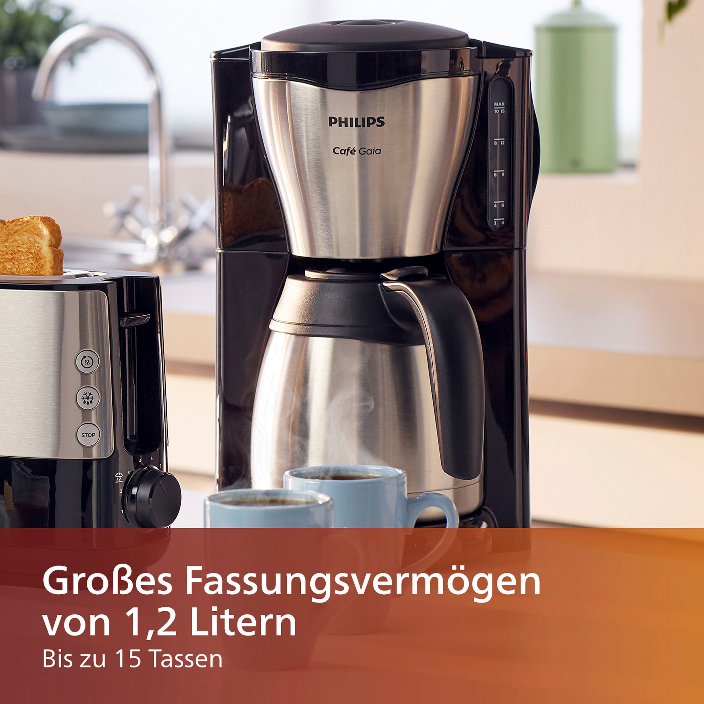 Philips Filterkaffeemaschine »HD7546/20«, 1,2 l Kaffeekanne, 1x4, mit  Thermokanne, Tropfstopp und Abschaltfunktion | BAUR