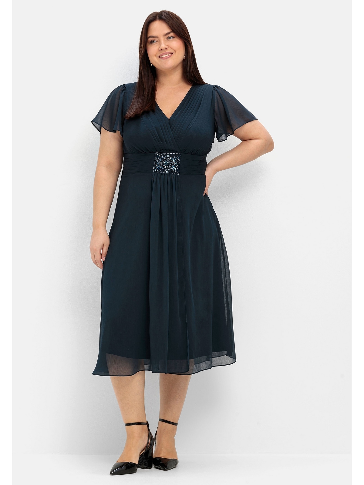 kaufen Größen«, Sheego »Große Abendkleid BAUR | Alloverdruck für mit
