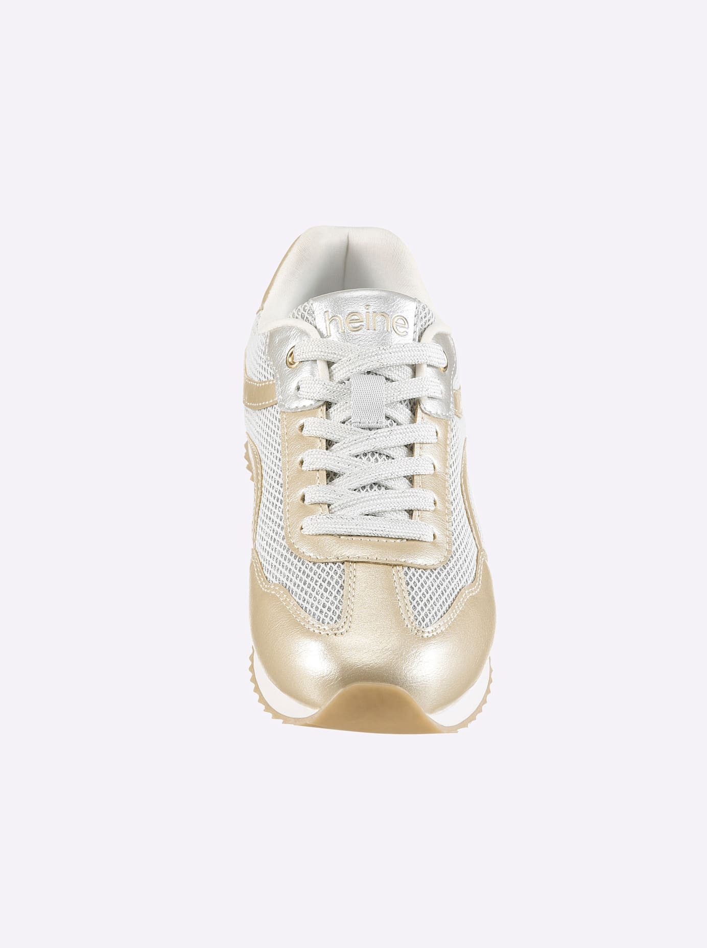 Sneaker HEINE, Damen, Gr. 40, weiß, goldfarben, Synthetik, Textil, Schuhe Sneaker 2
