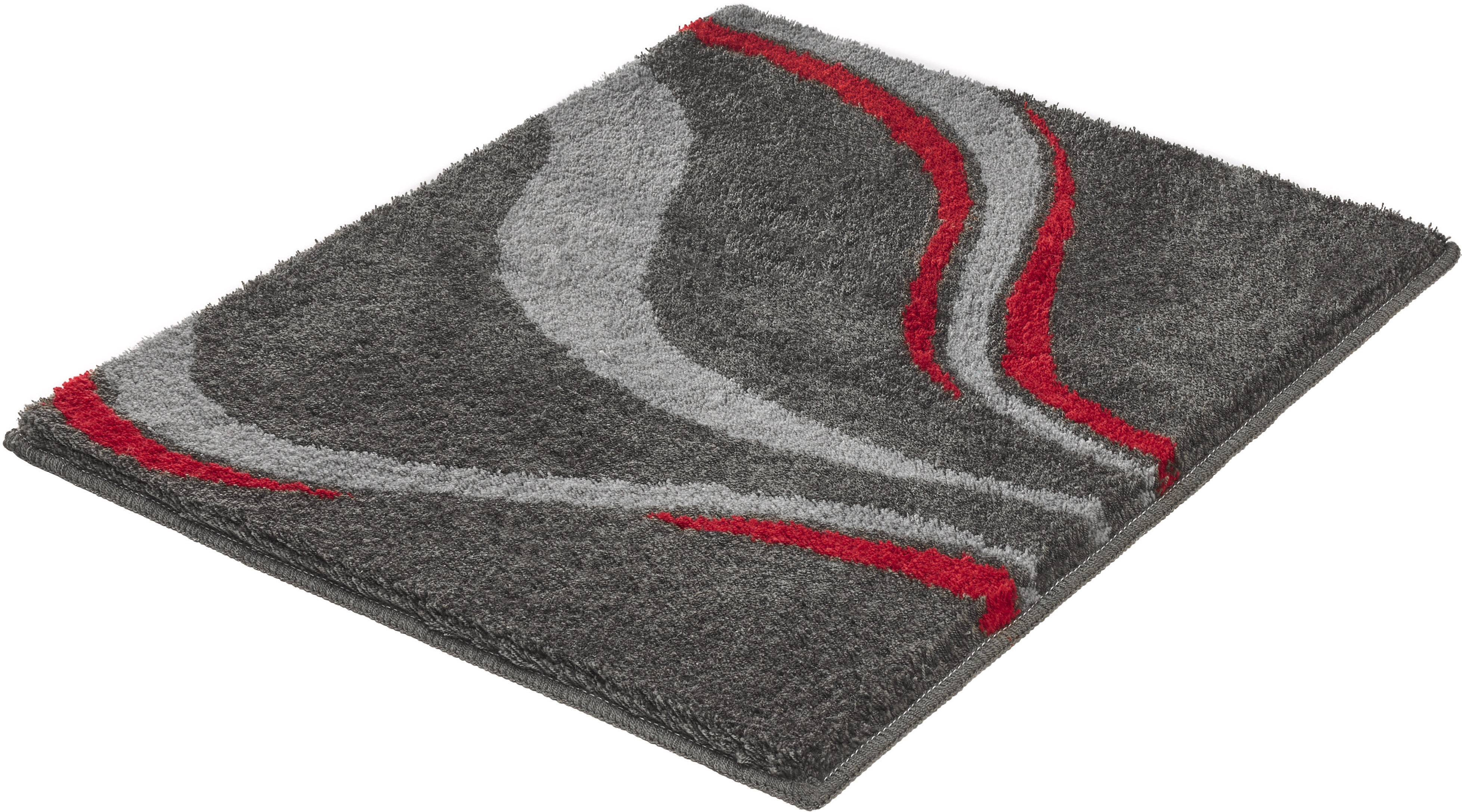 Kleine Wolke ""Vento", Badvorleger, Badezimmer Teppich" Höhe 20 mm rutschhemmend beschichtet fußbodenheizungsgeeignet Badteppich, modernes Welledesign, besonders weich