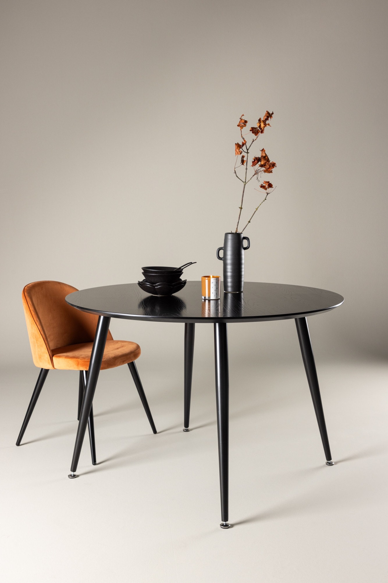 Venture Home Esstisch »Dipp, runder Esstisch mit Messingdetails, Ø 115 cm« Esszimmertisch, MDF, Holzfurnier-Optik, Metallbeine, rund, modern