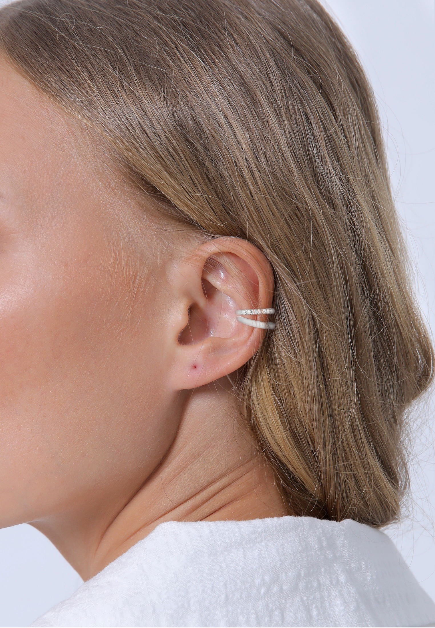 Elli Paar Ohrklemmen »Ohrringe Single Earcuff Basic Zirkonia 2er Set 925 Silber«