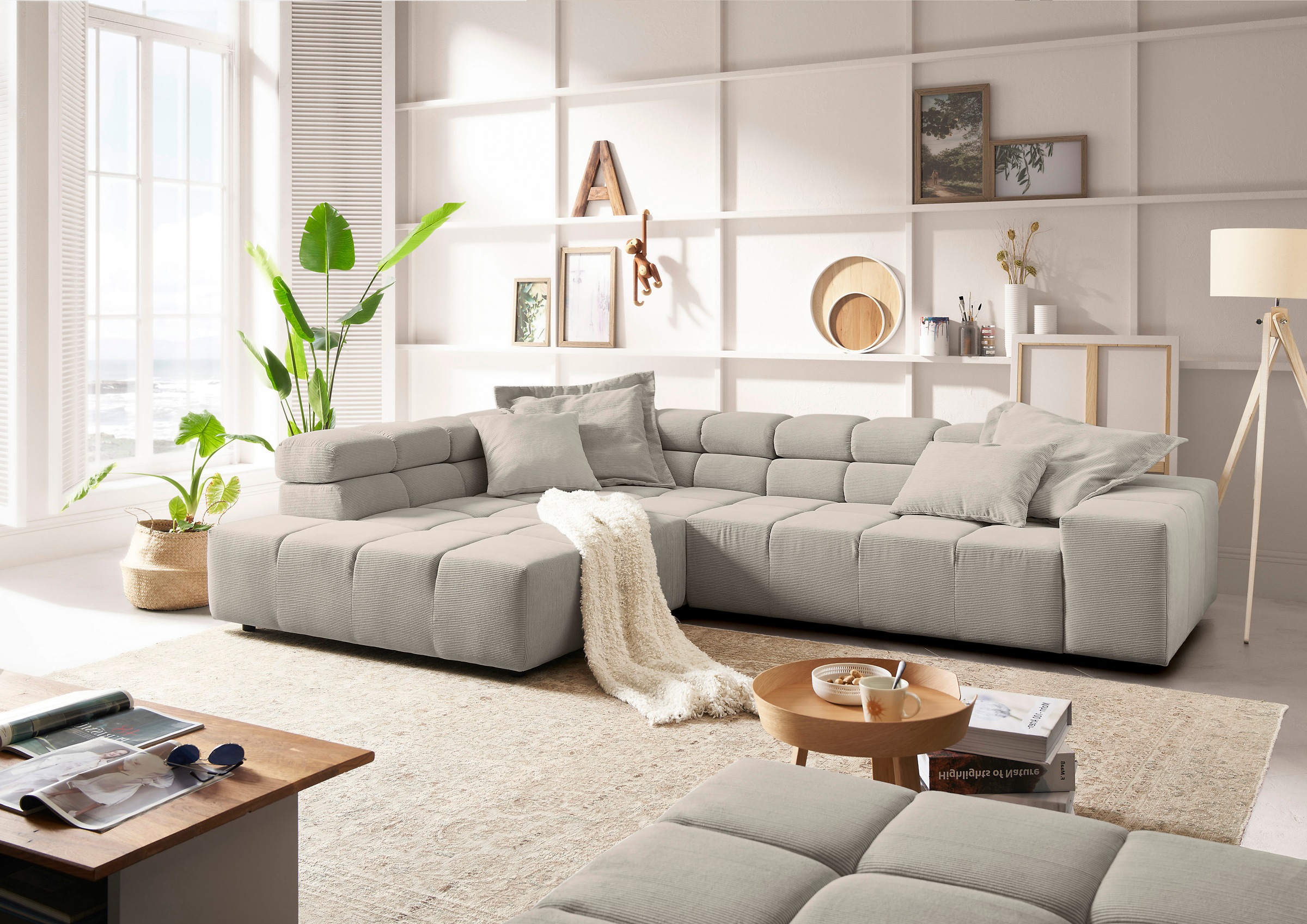 INOSIGN Ecksofa »Ancona incl. Kopfteilverstellung, OTTOs Choice, Breite 319cm, L-Form«, wahlweise motorische Sitztiefenverstellung, auch in Cord + Easy Care