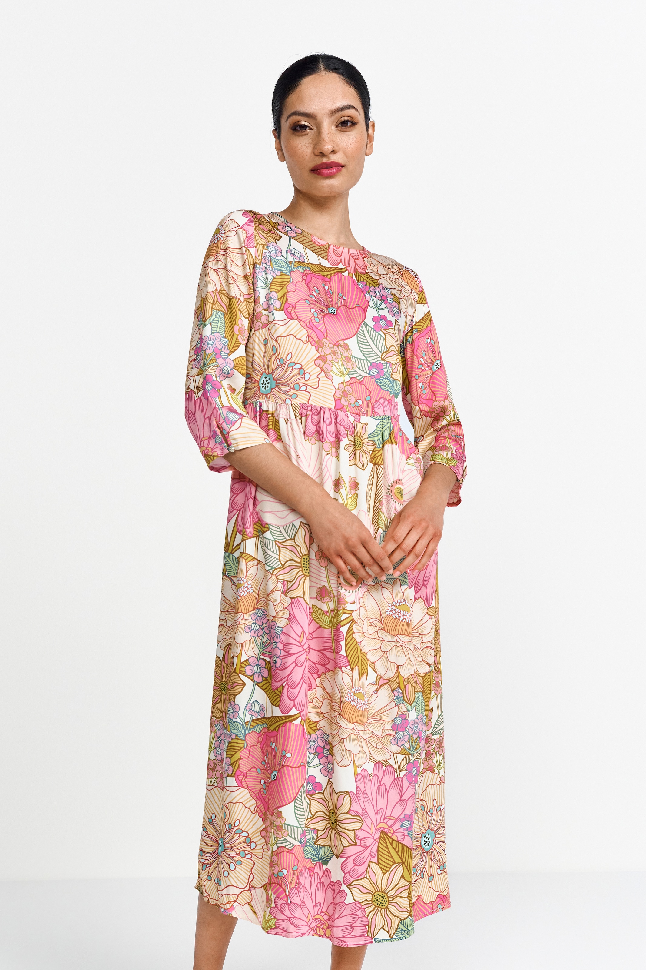 RICHROYAL Midikleid, Mit Rundhalsausschnitt