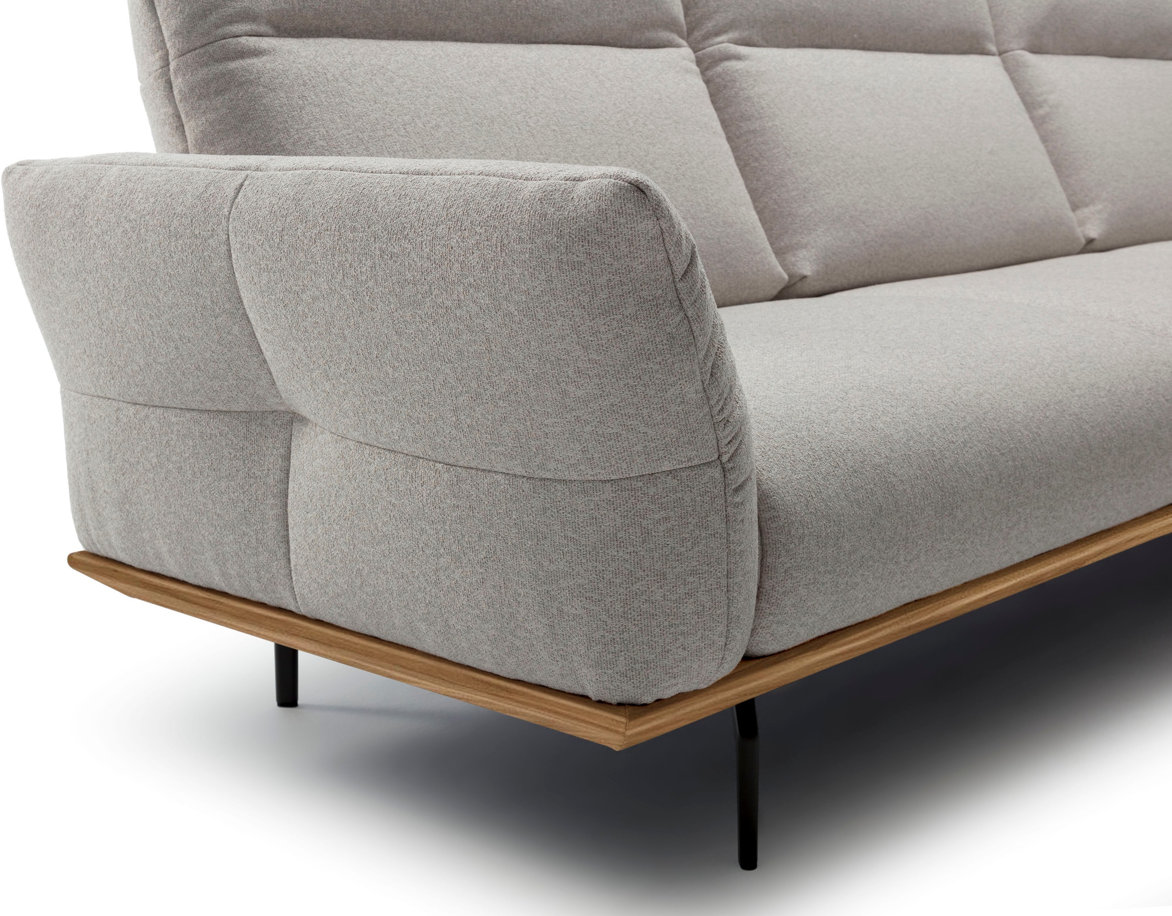 Creation BY ROLF BENZ Ecksofa »CR.460«, Sockel in Nussbaum, Winkelfüße in Umbragrau, Breite 298 cm