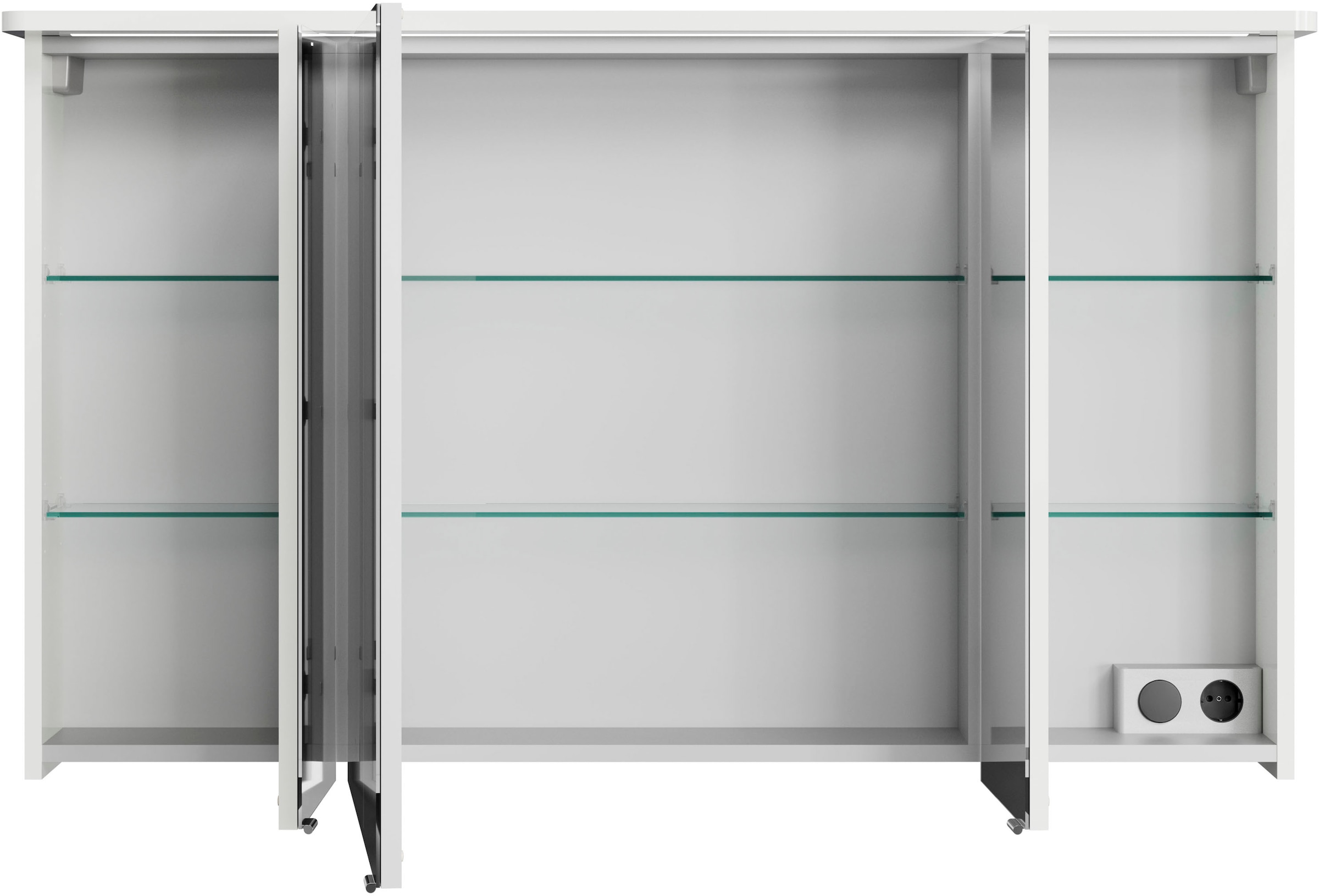 Saphir Badmöbel-Set »Serie 4005, vormontiert, Glaswaschbecken, Spiegelschrank«, (Set, 5 St.), Badezimmer Set 92 cm breit, inkl. Türdämpfer, 3 Türen, 2 Schubladen